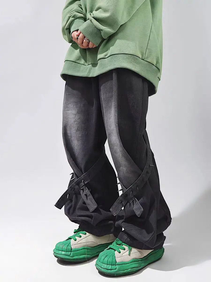 Japanese Brand × Jean Hip hop washed micro flare baggy denim pants Size US 30 / EU 46 - 2 Thumbnail