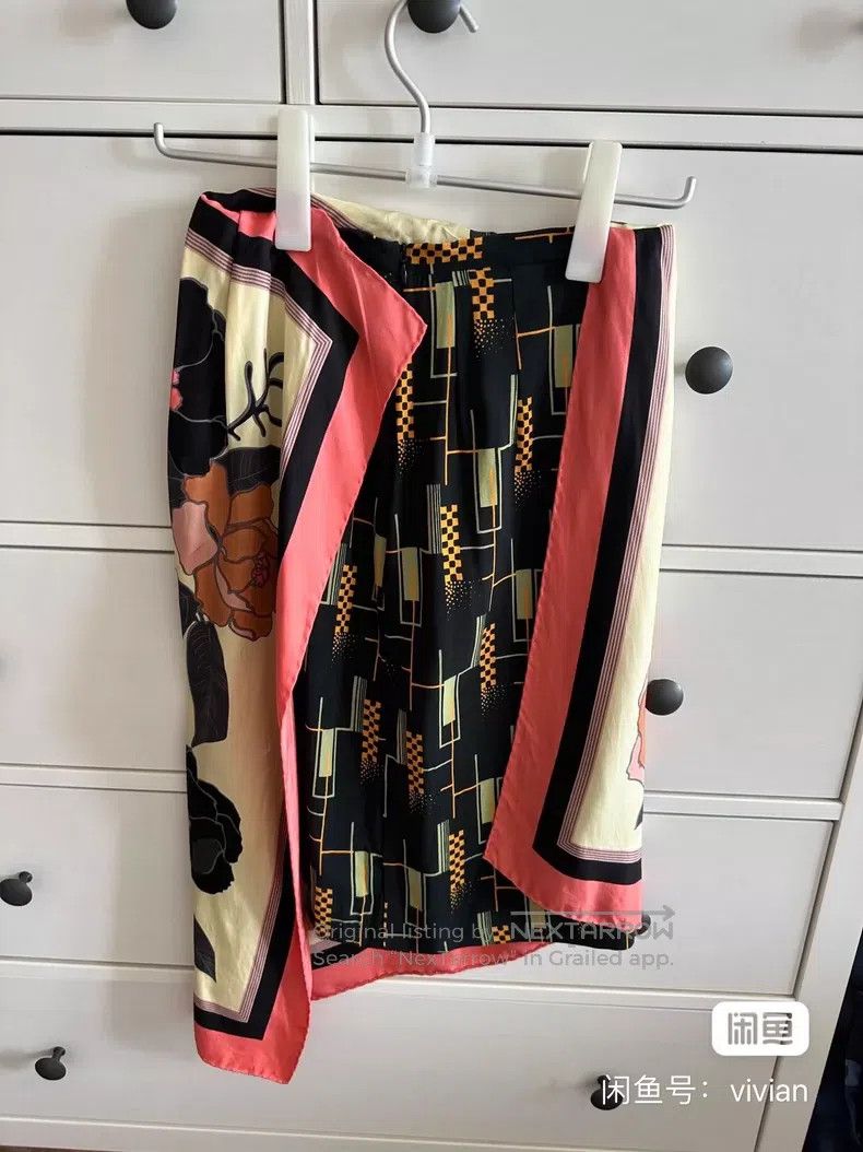 Dries Van Noten Dries Van Noten Silk Scarf Midi Skirt Size 37" - 2 Thumbnail