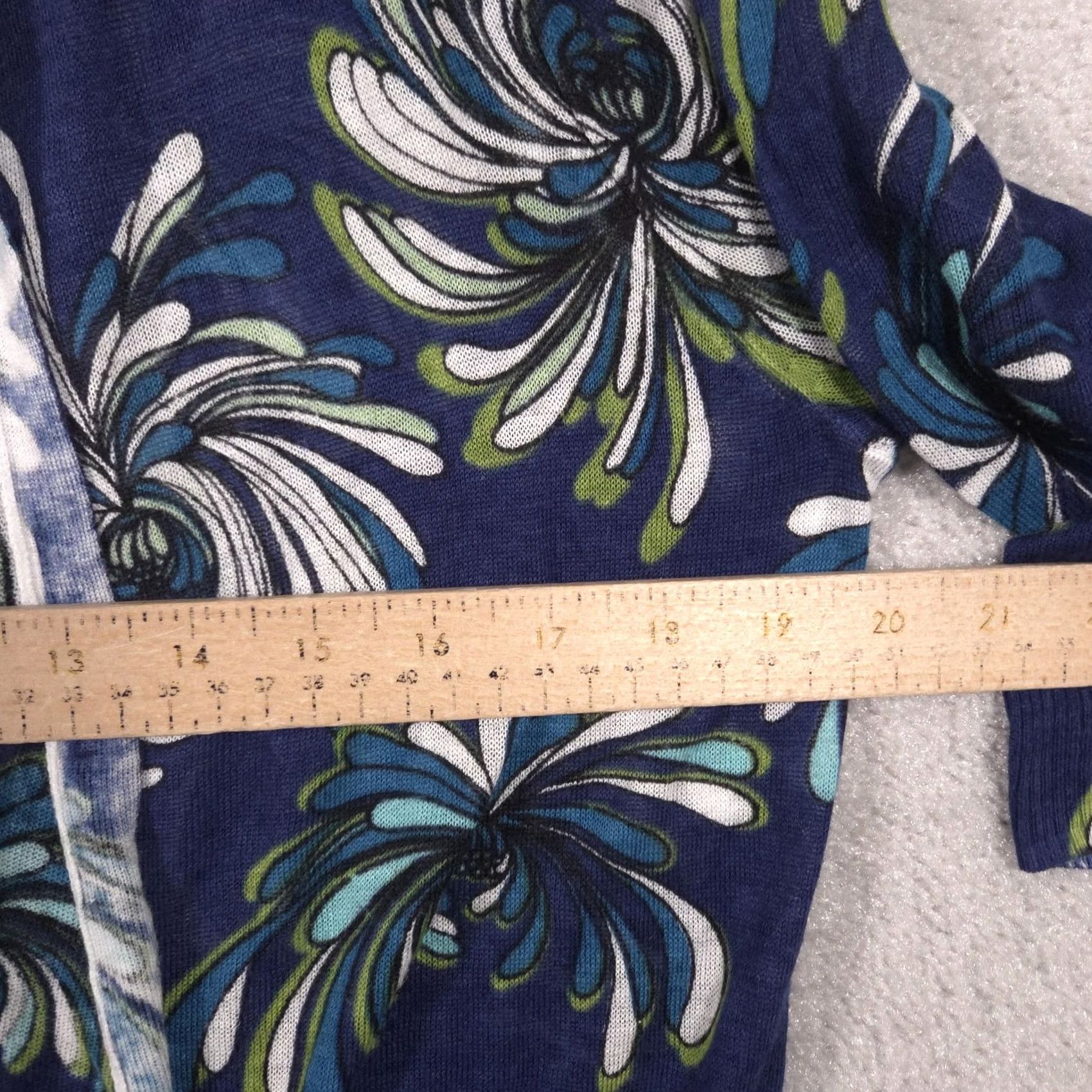Vintage Chico's Cardigan Sweater Womens 2 Blue Floral Open Front Lightweight 3/4 Sleeve V-Neck Spring Casual Womens Size XS / US 0-2 / IT 36-38 - 7 Thumbnail