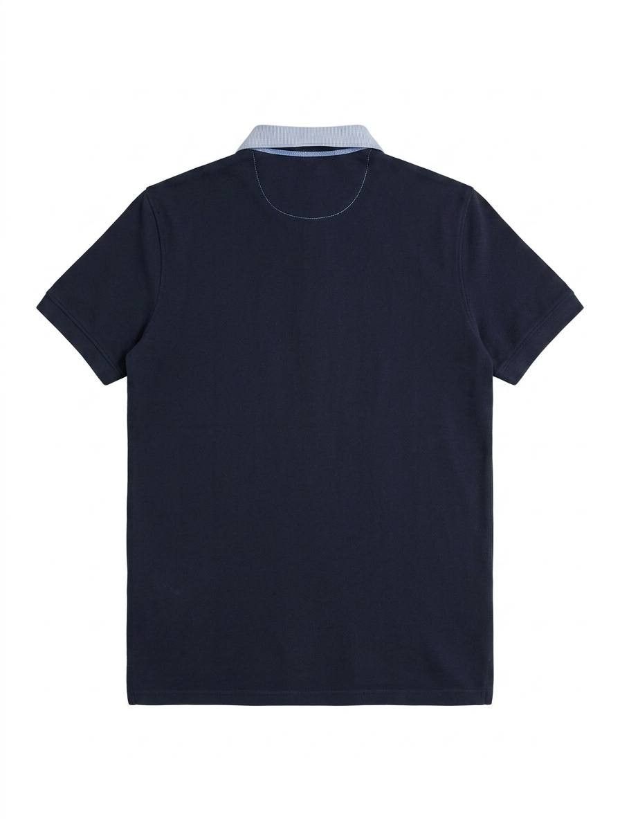 Massimo Dutti Massimo Dutti Contrast Collar Pique Polo - Navy - Size M Size US M / EU 48-50 / 2 - 2 Thumbnail