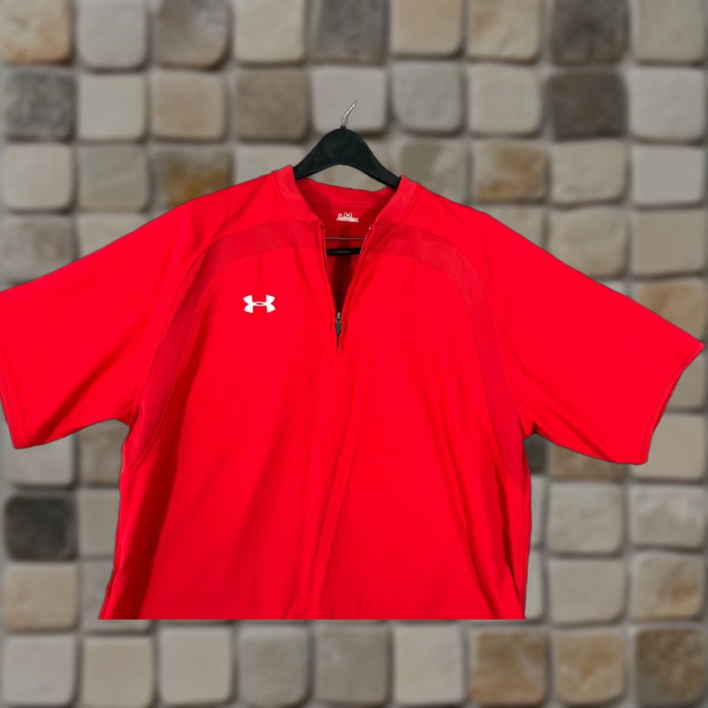 Under Armour VINTAGE: No Under Armour Baseball Wind Shirt Mens S Red Stretch 1/4 Zip Pullover Side Zip Raglan Short Sleeve Size US S / EU 44-46 / 1 - 1 Thumbnail