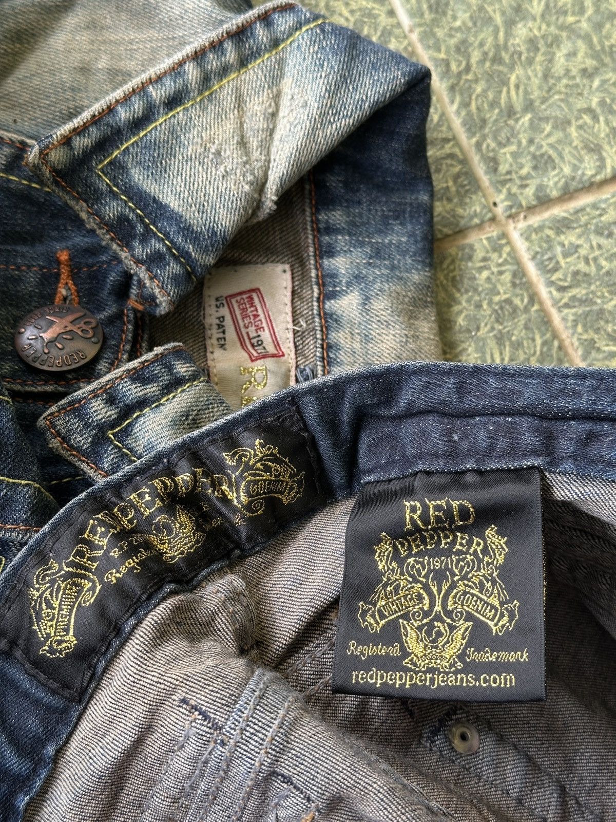 Japanese Brand RedPepers 💥 One Set Denim Jacket And Denim Jeans RedPeppers💥 Size US 29 - 11 Thumbnail