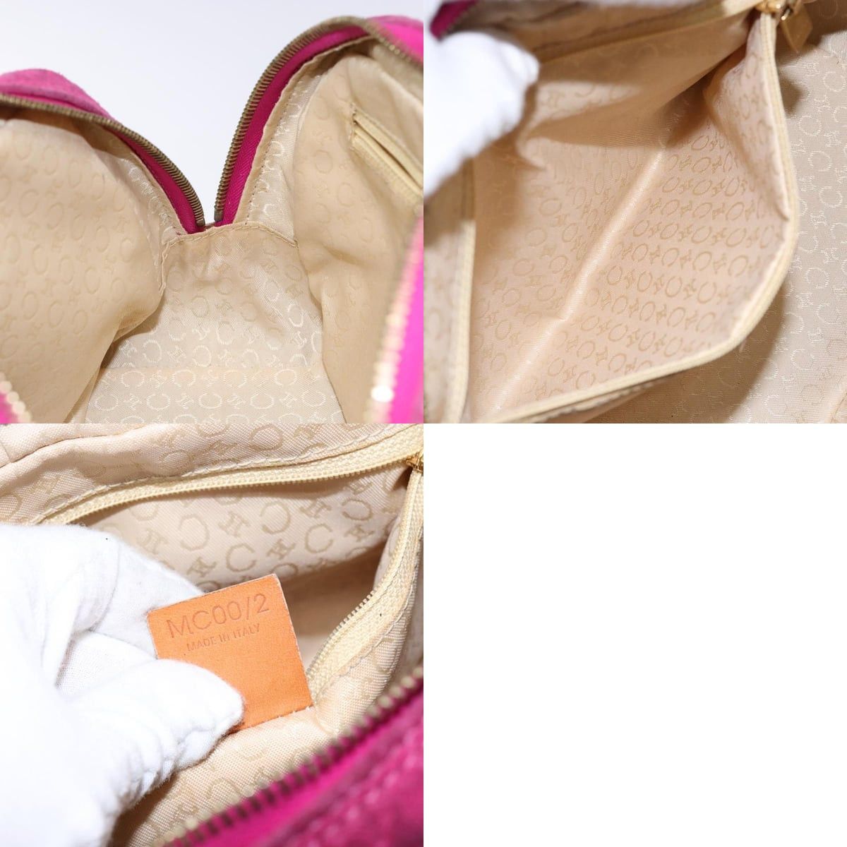 Celine CELINE C Macadam Canvas Hand Bag Suede Leather Purple Gold Size ONE SIZE - 12 Thumbnail