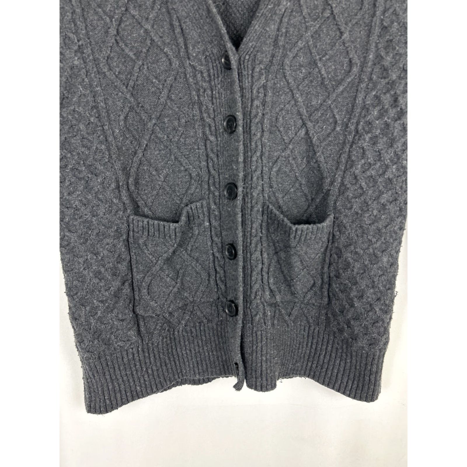 Gap Gap Cardigan Women Knit Wool Blend Open Front Cable-Knit Charcoal Gray Long Sleeve Medium Fall Winter Relaxed Casual Size M / US 6-8 / IT 42-44 - 5 Thumbnail