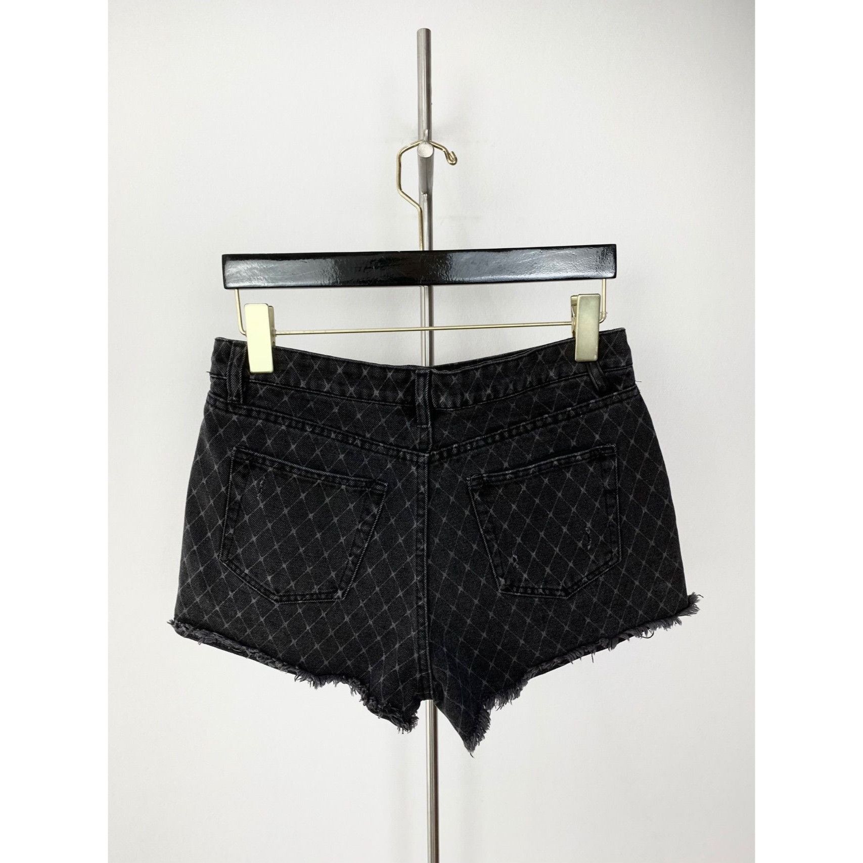 Alexander Wang Alexander Wang Bite Diamond-Patterned Distressed Black Denim Size 42" / US 20 - 6 Thumbnail