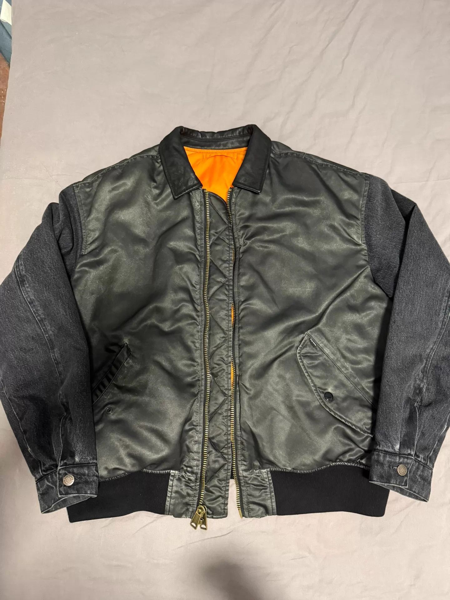 Supreme Supreme SS23 Denim-Sleeve MA-1 Jkt L Cowhide Collar Size US L / EU 52-54 / 3 - 2 Thumbnail