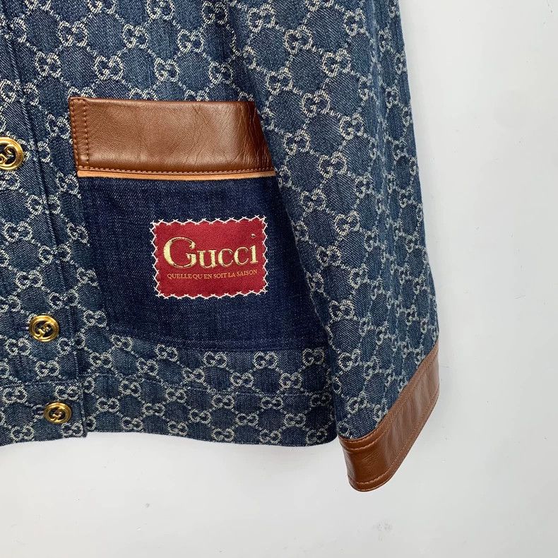 Gucci Gucci Size 36 Dark blue logo jaccard full print cotton lape Size US XS / EU 42 / 0 - 4 Thumbnail