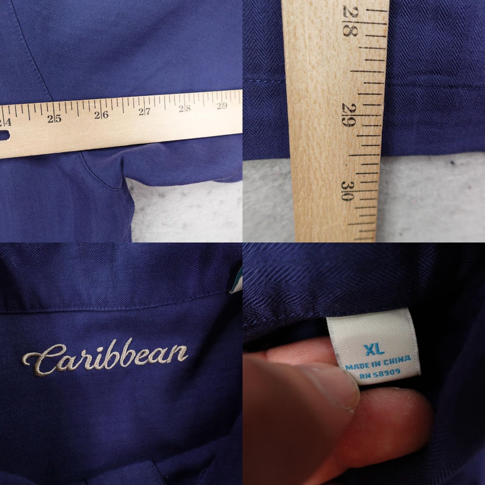 Vintage Caribbean Shirt Men XL Blue Rocking Margarita Parrot Guitar Embroidered Hawaiian Size US XL / EU 56 / 4 - 8 Thumbnail