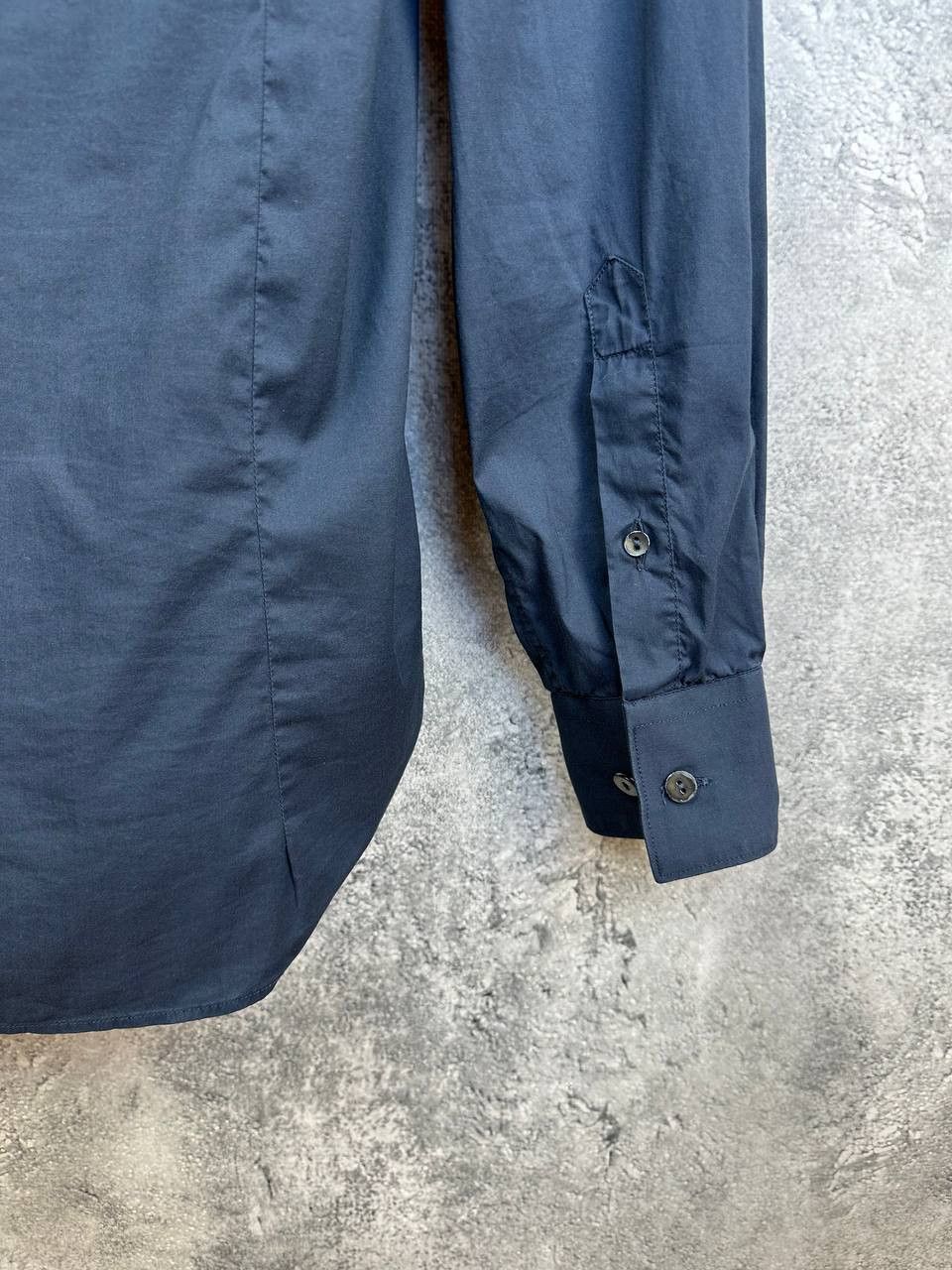 Giorgio Armani Giorgio Armani Navy Hidden Placket Dress Shirt Stretch Size US M / EU 48-50 / 2 - 9 Thumbnail