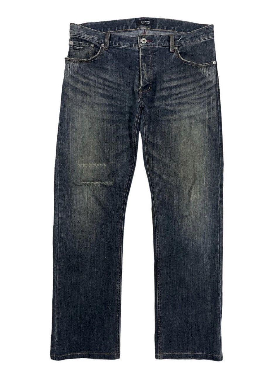 image of Burberry Luxury Streetstyle Straight Leg Fit Buttonfly Jeans in Blue Grey, Men's (Size 33)