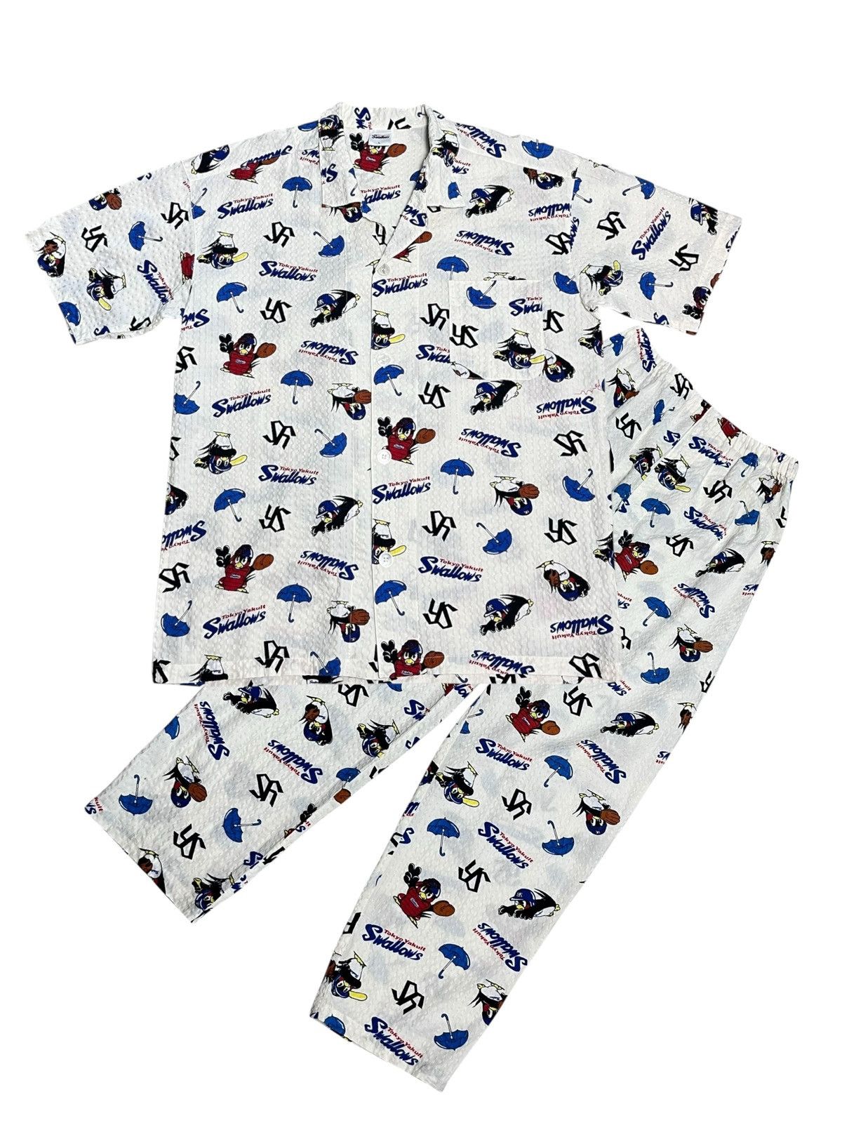 MLB Rare Tokyo Yakult Swallows All Over Print Pajama Set Unisex Size US M / EU 48-50 / 2 - 4 Thumbnail