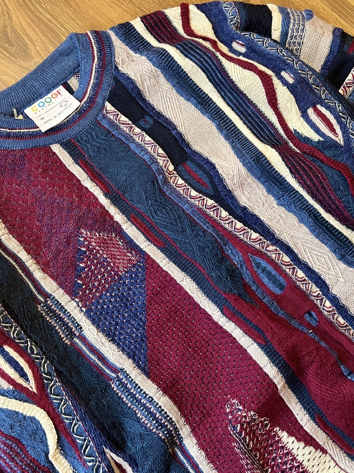 Rare Coogi 3D Knit / Sweater (Maroon/Blue/White)