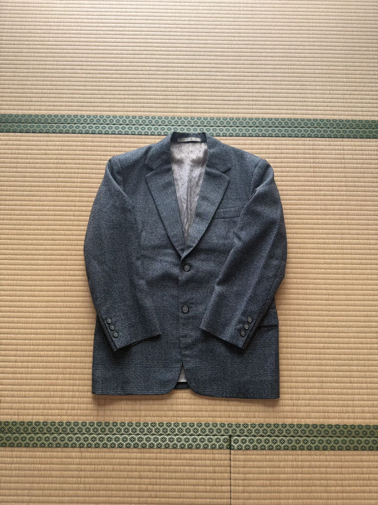 Other Vintage Japanese Serge Sports Jacket Kobe Blue Grey Check Size US L / EU 52-54 / 3 - 4 Thumbnail