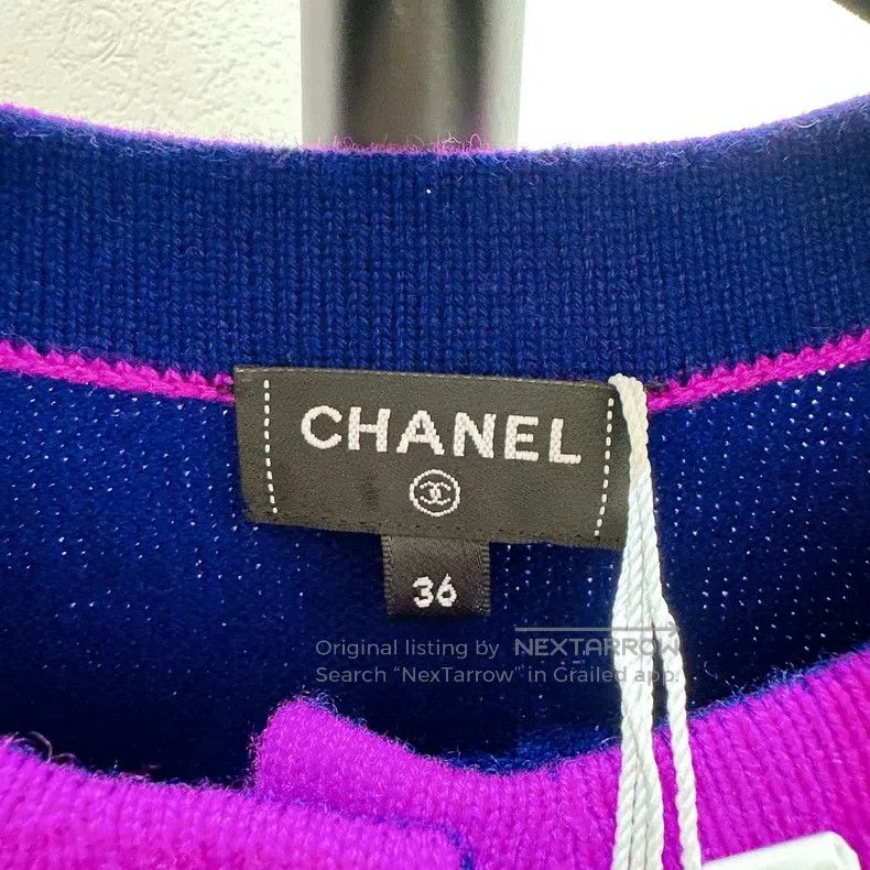 Chanel Chanel 23B blue and purple round-neck cardigan coat Size XS / US 0-2 / IT 36-38 - 4 Thumbnail