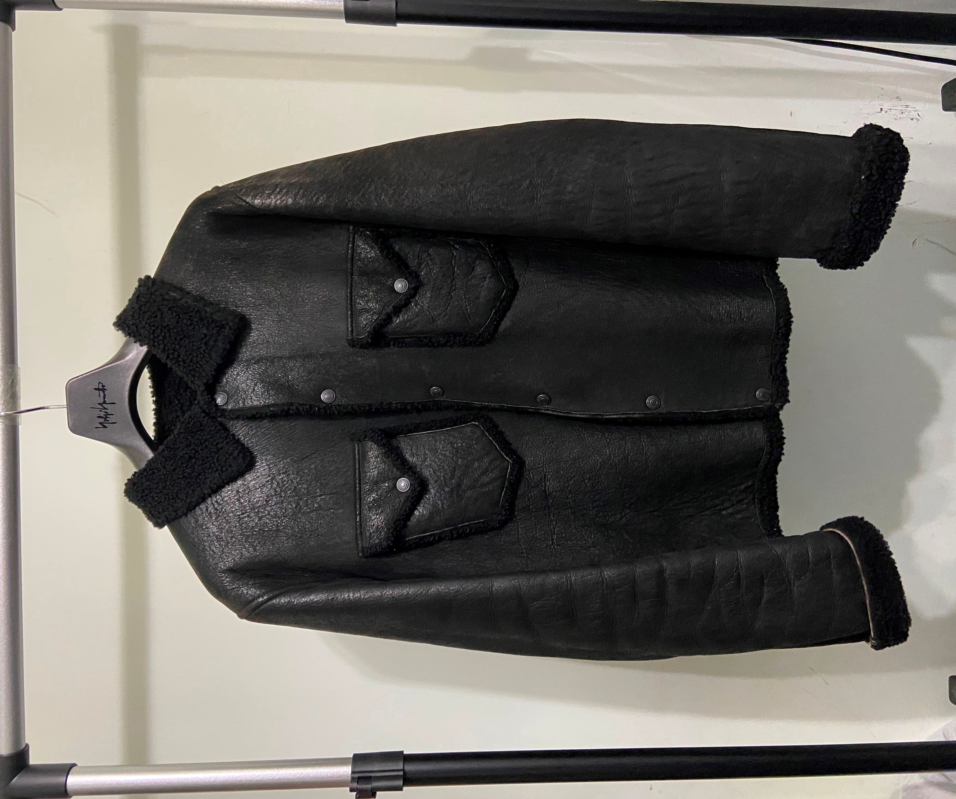Pre-owned Yohji Yamamoto 02aw Lamb Skin Jacket In Black
