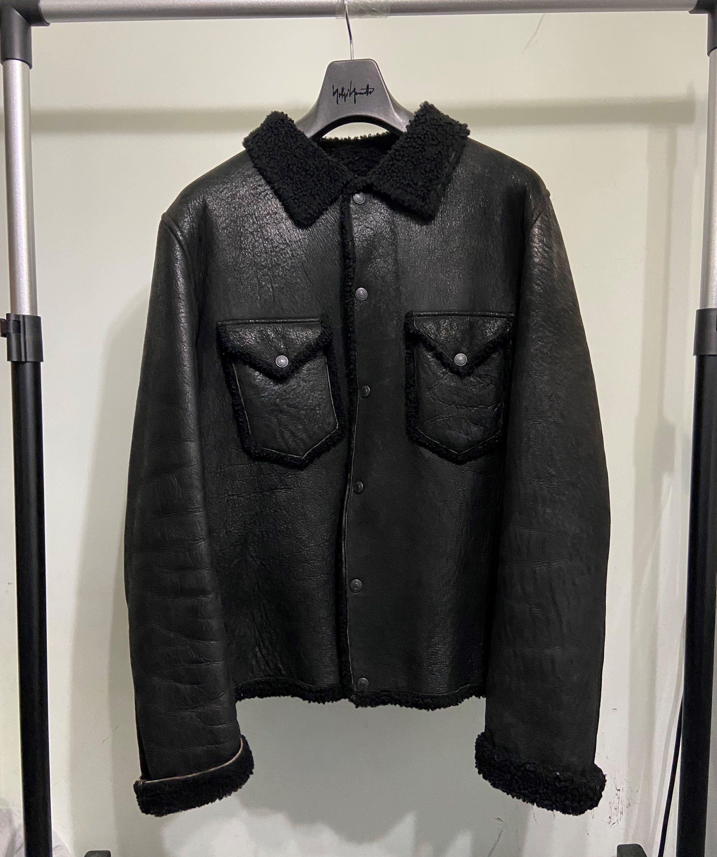 Pre-owned Yohji Yamamoto 02aw Lamb Skin Jacket In Black