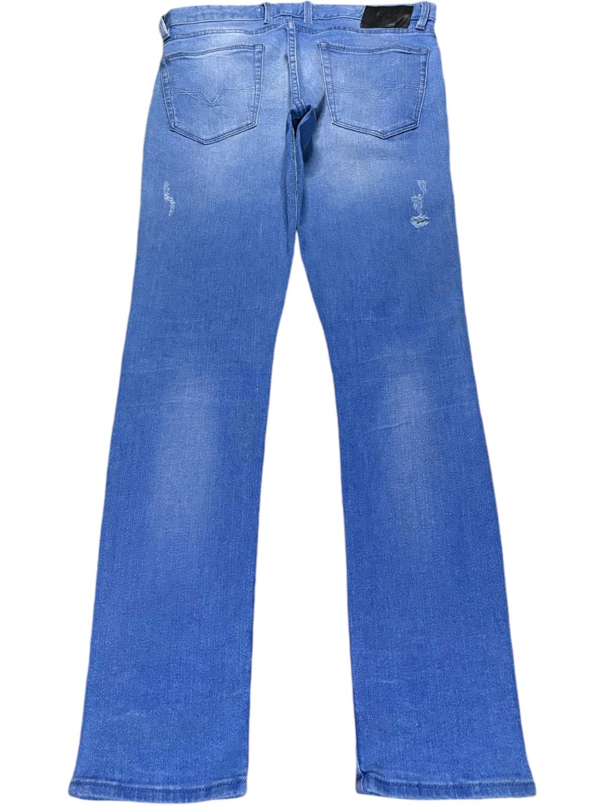 Guess × Vintage Vintage Guess Blue Wash Distressed Ripped Slim Tapered Jeans Size US 33 - 2 Thumbnail