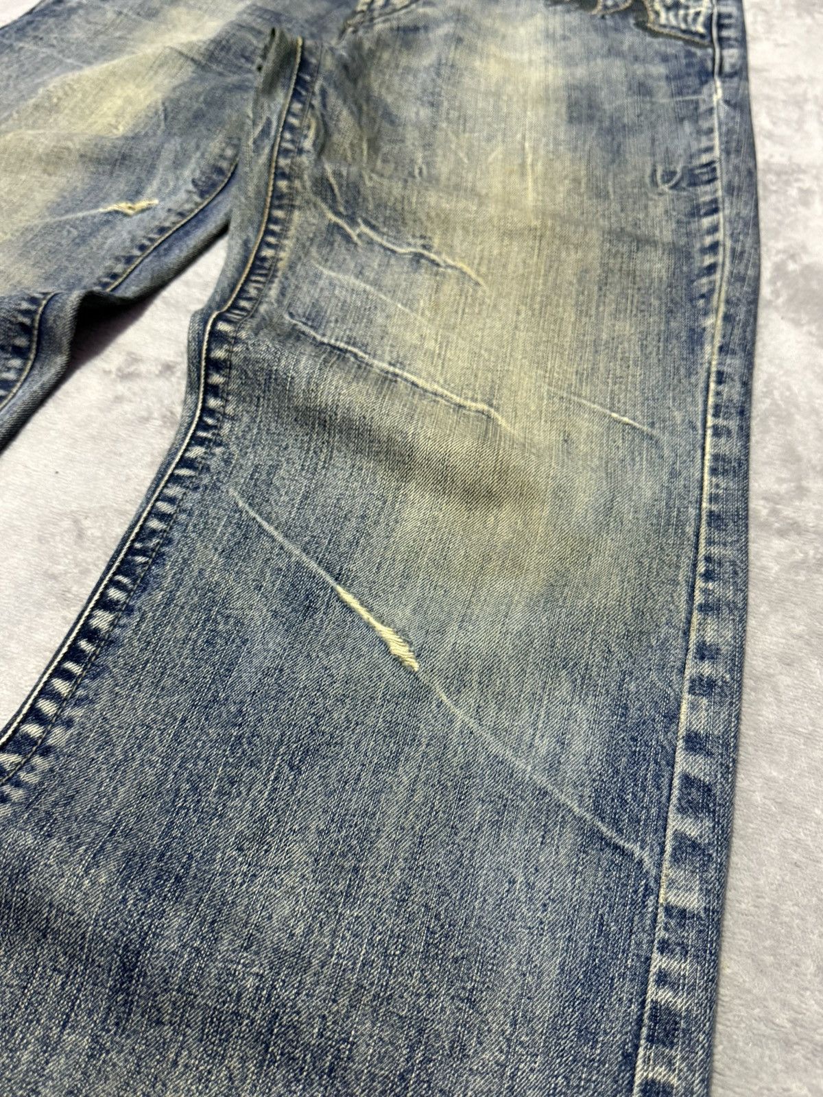 Japanese Brand Hang Ten Tribal Pocket Mud Wash Wide Leg Flared Jeans Size US 30 / EU 46 - 8 Thumbnail
