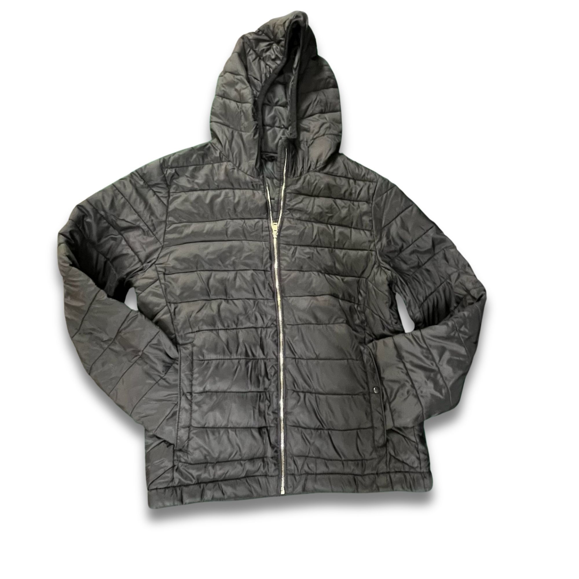 Pull & Bear Pull&Bear Black Quilted Puffer Jacket With Attached Hood - L Size L / US 10 / IT 46 - 2 Thumbnail