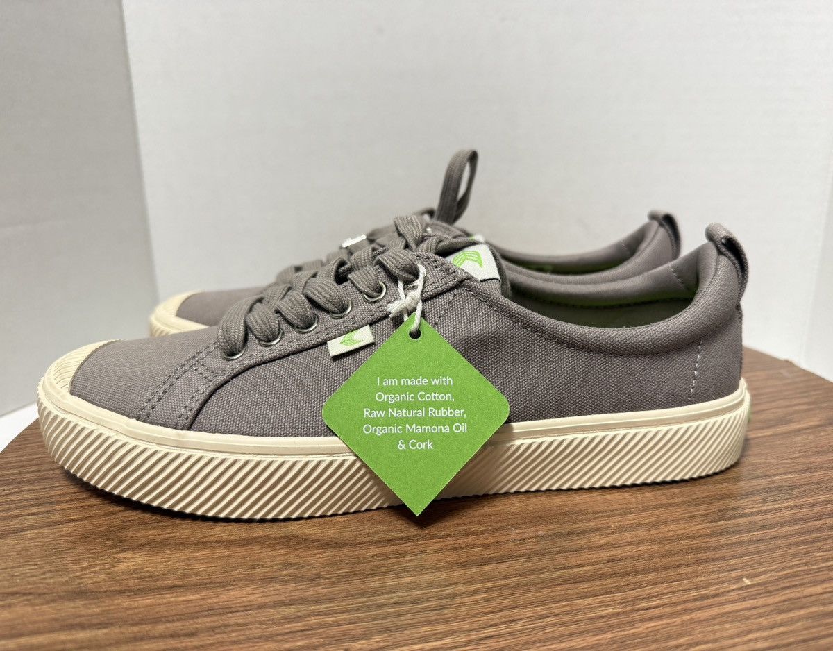 Other Cariuma Unisex Grey Organic Cotton Canvas Neon Sneakers Size US 9.5 / IT 39.5 - 3 Thumbnail