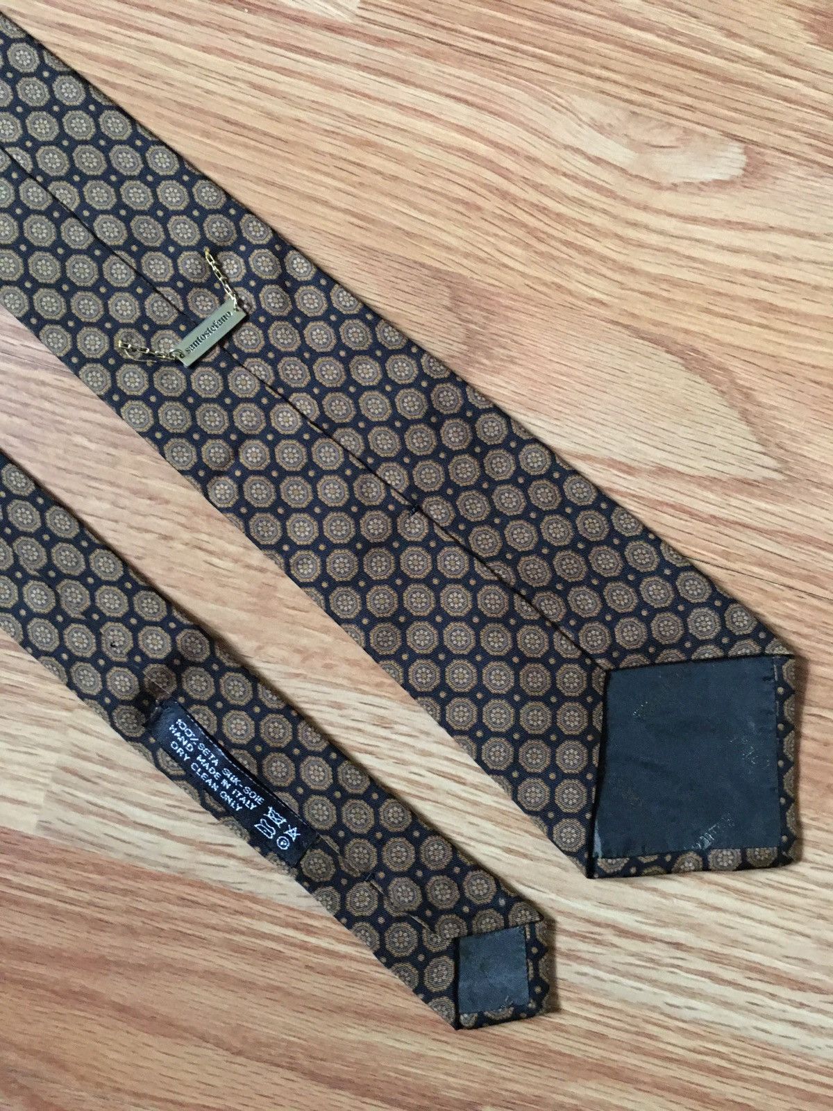 Other SANTOSTEFANO Brown Floral Italy Luxury Silk Mens Tie Size ONE SIZE - 3 Thumbnail