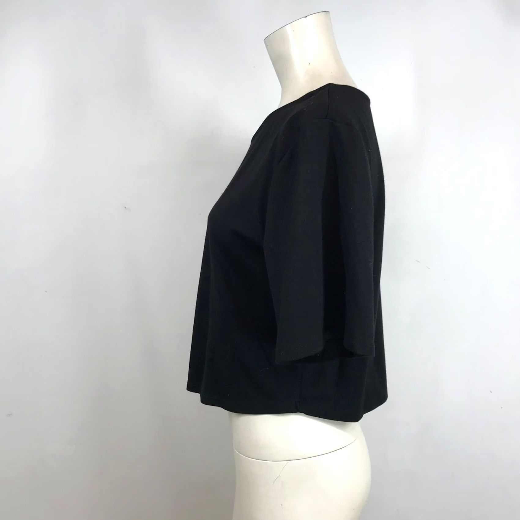 Vintage Ripley Rader Black Ponte Knit Cropped Top Elbow Sleeve Made in LA Womens 1X Cropped Sleeve T-Shirt Office Wear Size XL / US 12-14 / IT 48-50 - 6 Thumbnail
