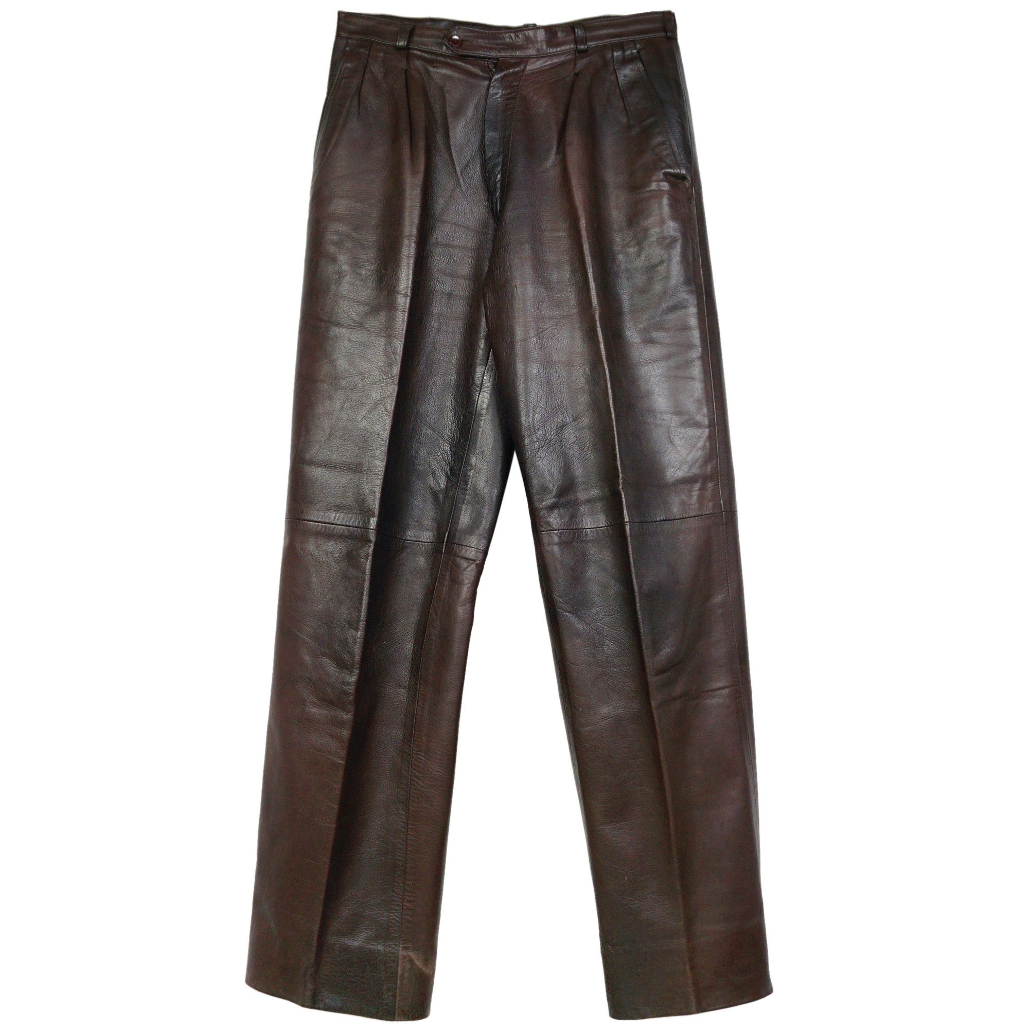 Saint Laurent Paris Yves Saint Laurent Rive Gauche Leather Trousers Size US 30 / EU 46 - 1 Thumbnail