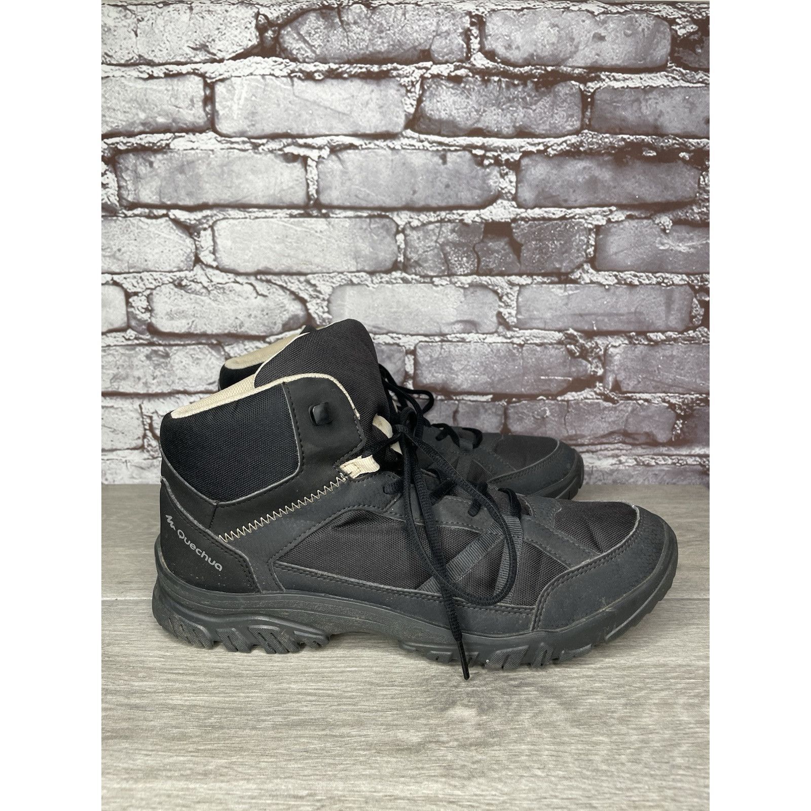Other Quechua NH100 Black Mesh Lace Up Synthetic Mid Hiking Boots Size US 11.5 / EU 44-45 - 23 Thumbnail