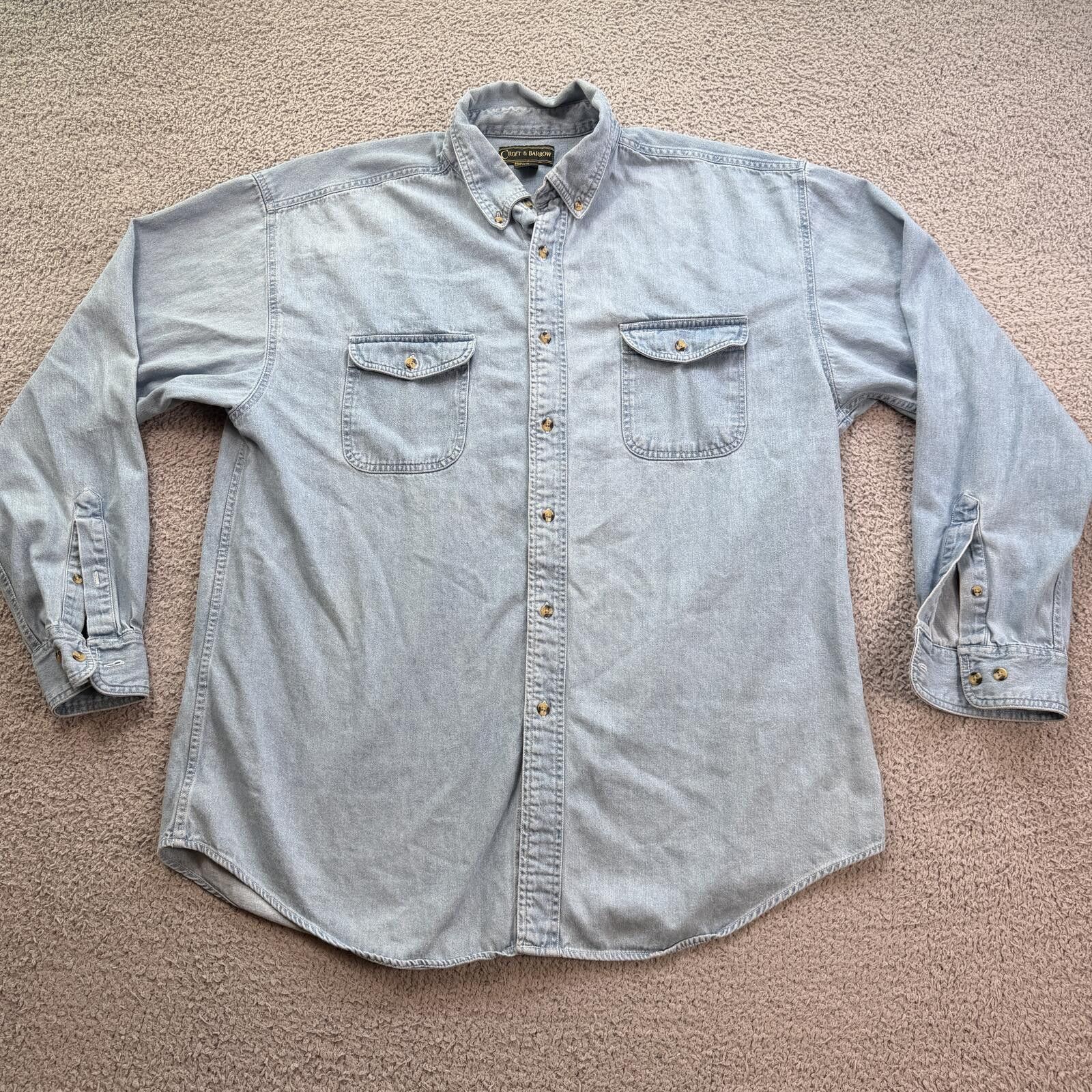 Croft & Barrow Vintage Croft & Barrow Light Wash Denim Button Up Shirt XXL Size US XXL / EU 58 / 5 - 1 Thumbnail