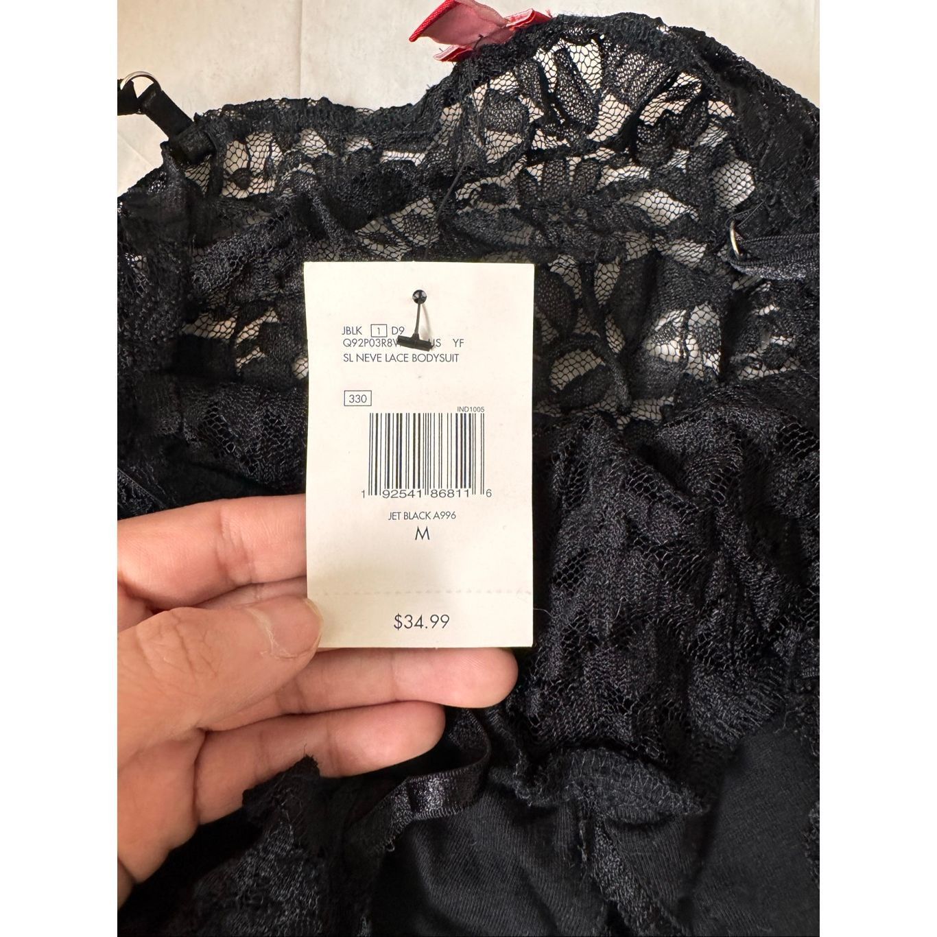 Guess GUESS Black Lace Bodysuit Women’s Size M Spaghetti Strap Floral Lace Top NWT Size M / US 6-8 / IT 42-44 - 9 Thumbnail