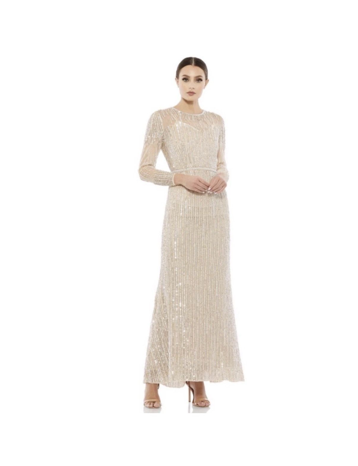 Mac Duggal Mac Duggal Sequined Illusion Long Sleeve Trumpet Gown Size 8 Size M / US 6-8 / IT 42-44 - 1 Thumbnail