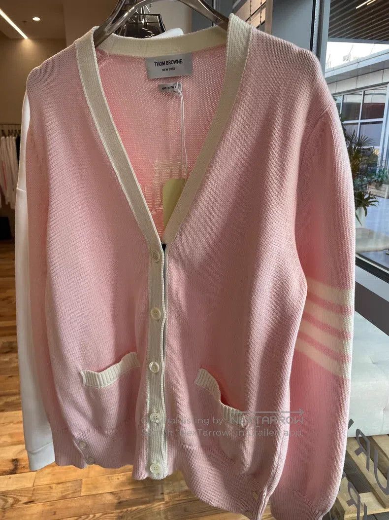 Thom Browne Thom Browne Pink Floral Four Striped Knit Cardigan Size M / US 6-8 / IT 42-44 - 3 Thumbnail