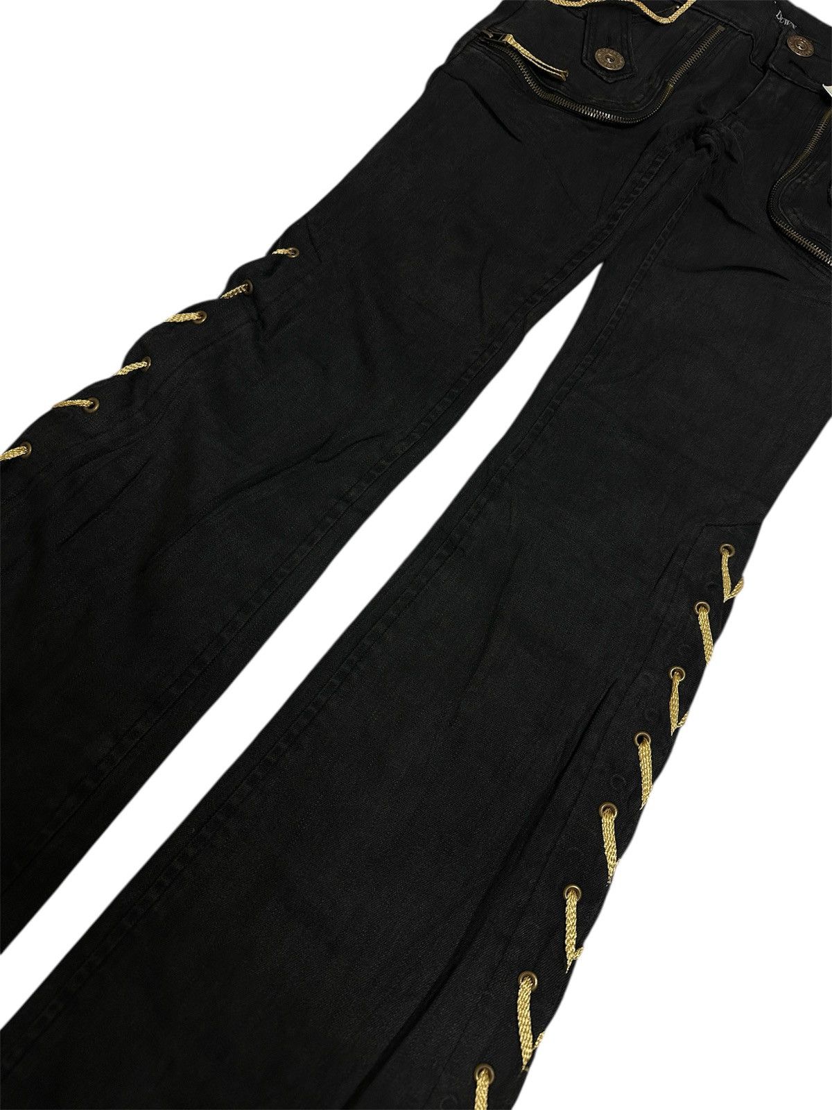 Japanese Brand FALL DOWN Lace-Up Flare Pants Size US 28 / EU 44 - 6 Thumbnail