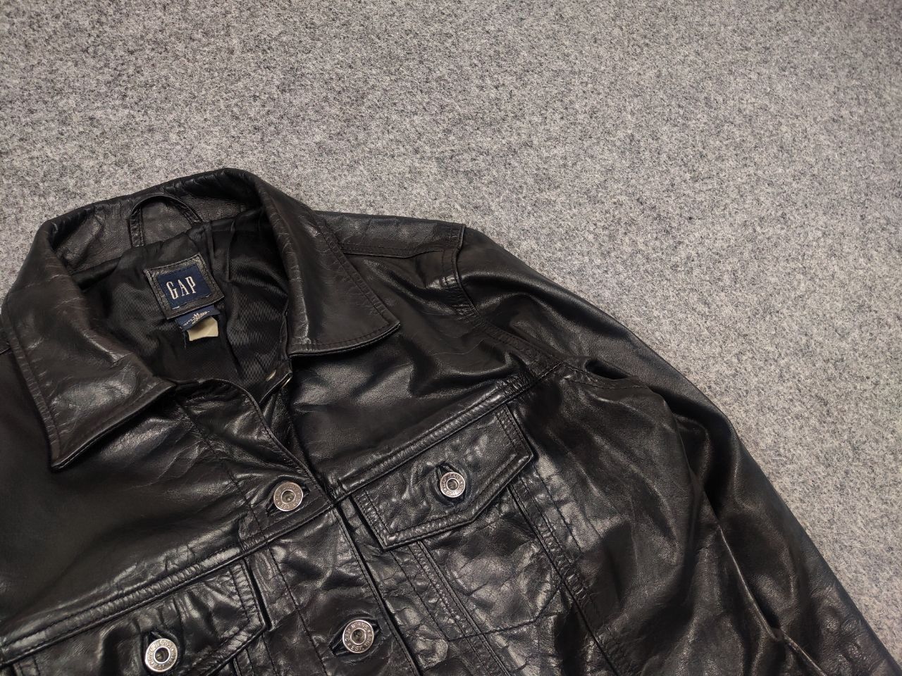 Gap Rare Gap Vintage 1999 Dyed Leather Trucker Rockstar Jacket Size M / US 6-8 / IT 42-44 - 6 Thumbnail