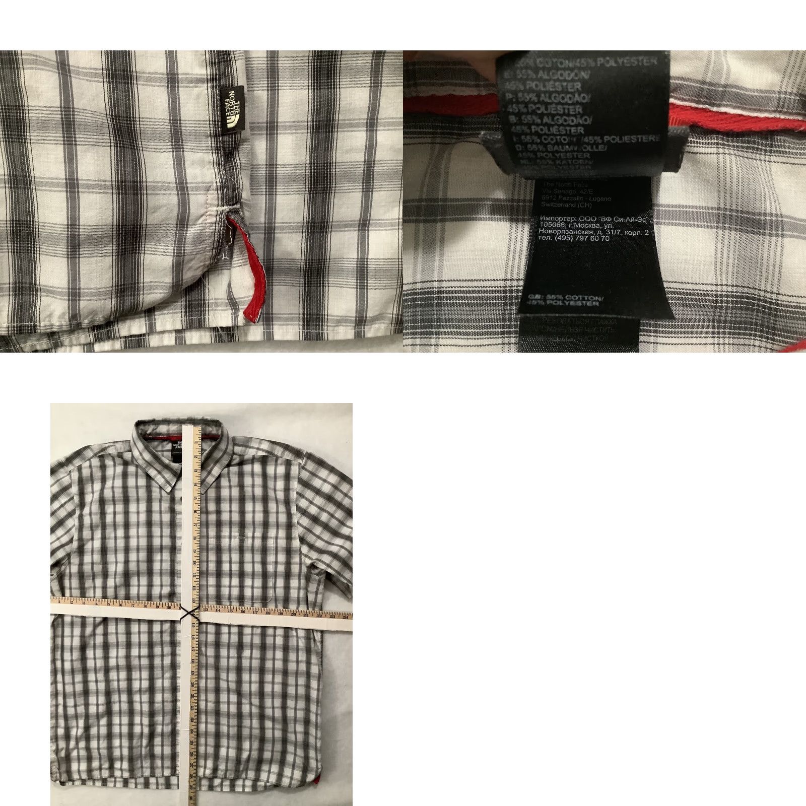 The North Face VINTAGE The North Face Shirt Plaid Short Sleeve Pocket Mens L Gray White Button-Down Collared Size US L / EU 52-54 / 3 - 8 Thumbnail