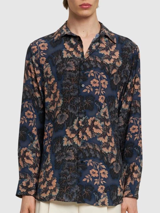 Etro o1lsvrm0425 Silk Long Sleeve Shirt in Blue Size US M / EU 48-50 / 2 - 3 Thumbnail
