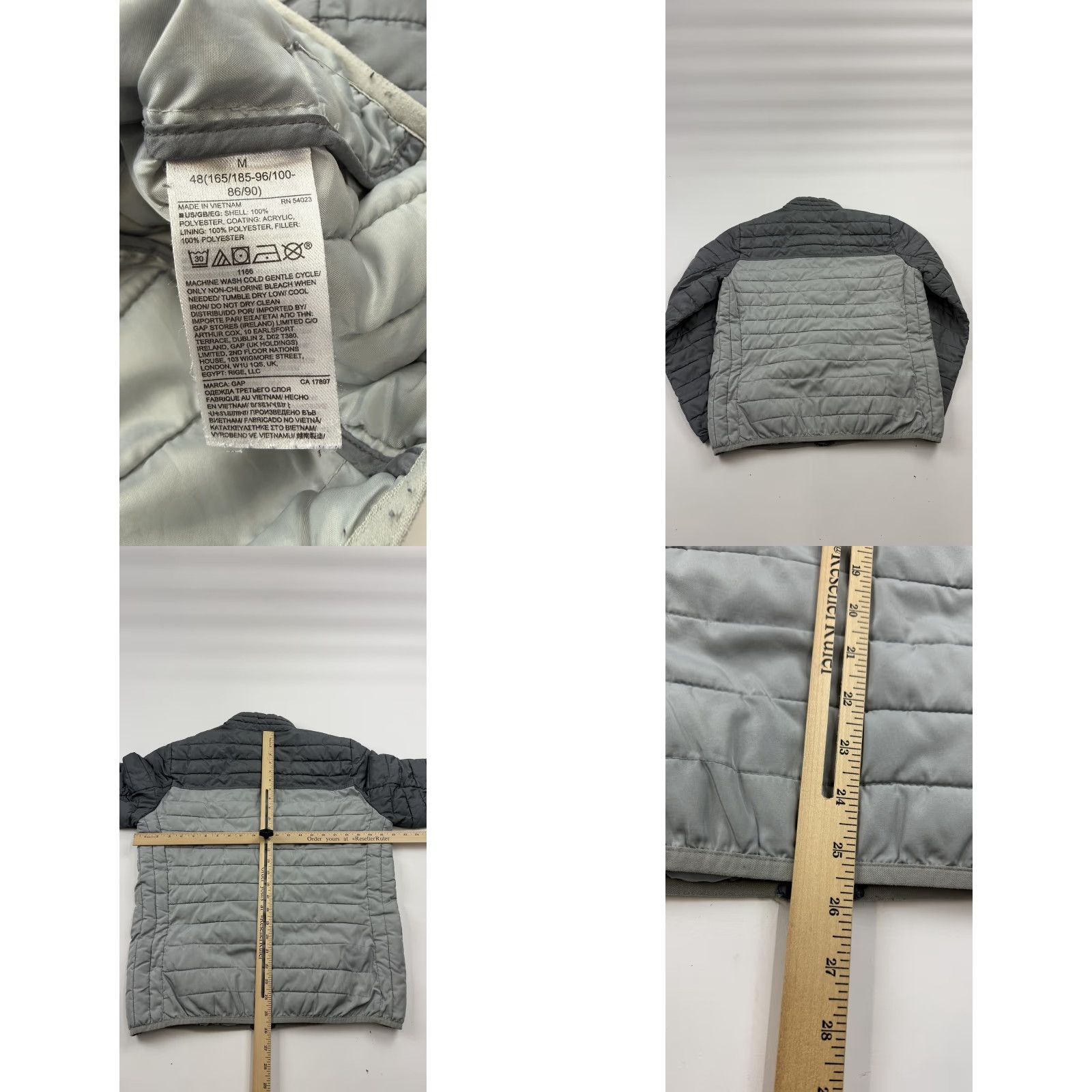 Gap Gap Jacket Mens Medium Gray Quilted Puffer Water Resistant ColdControl Size US M / EU 48-50 / 2 - 8 Thumbnail