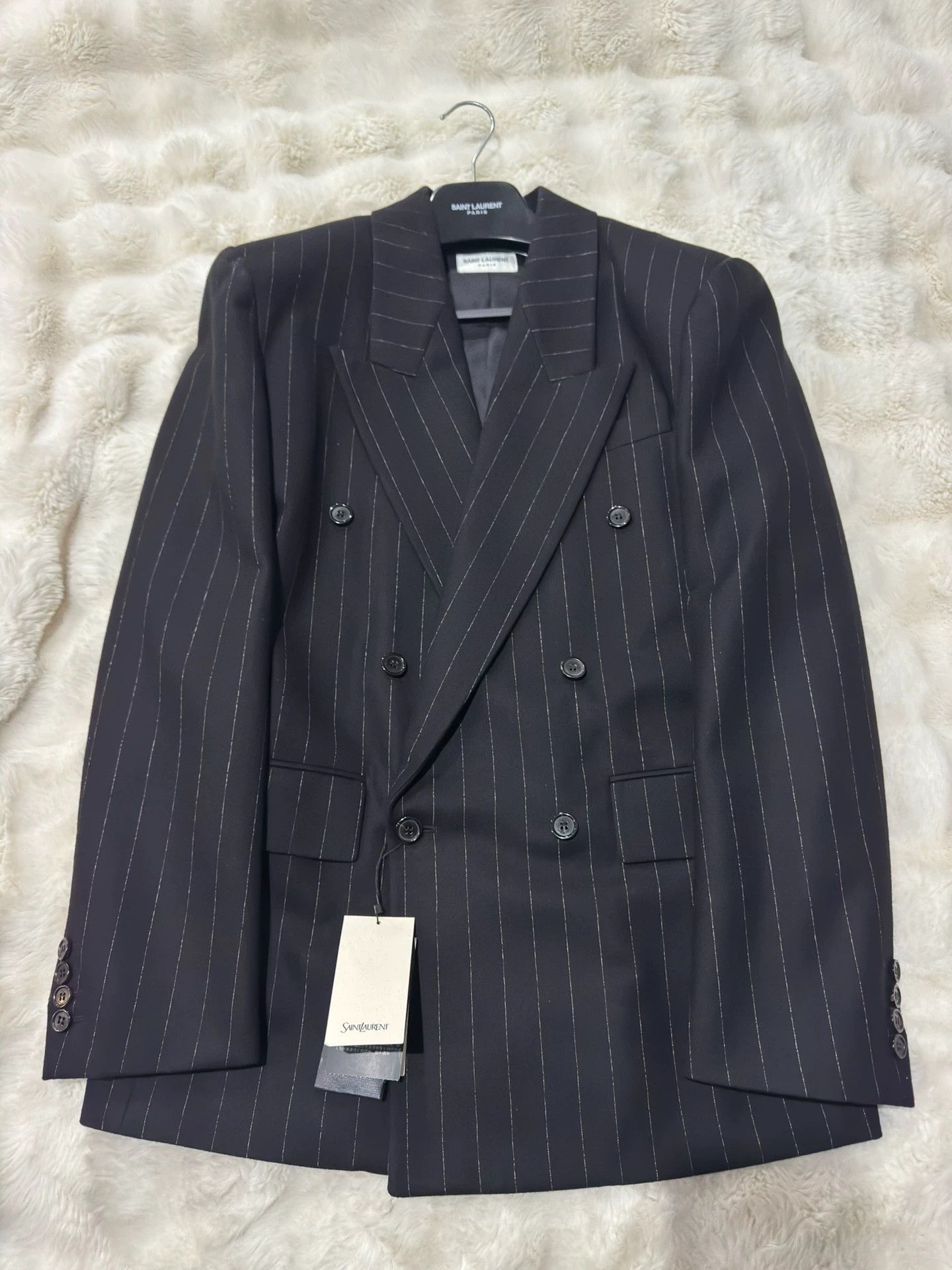 Saint Laurent YSL 24 Show Double-Breasted Blazer Black 50