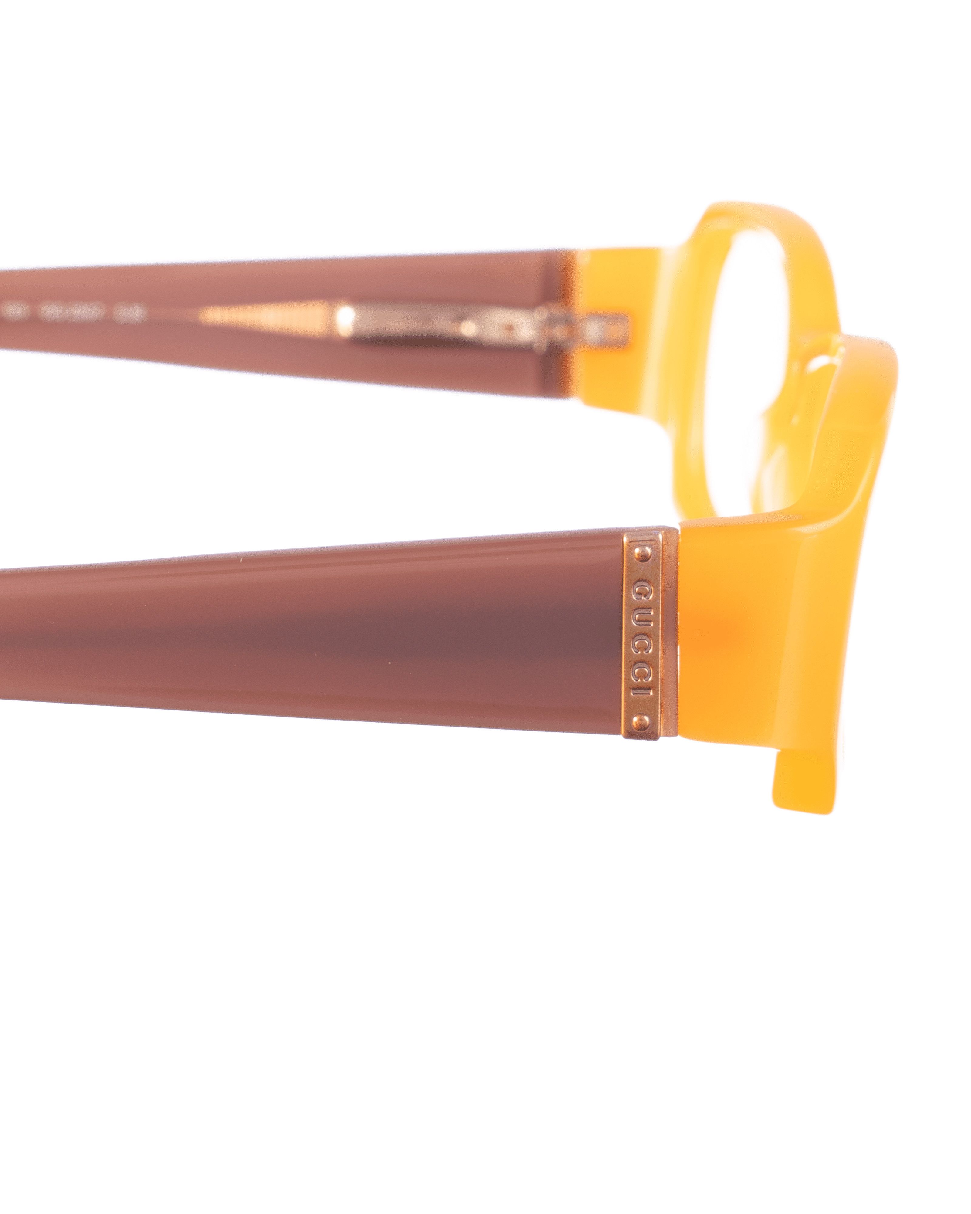 Gucci Gucci 00s Orange and Caramel Plastic Glasses Size ONE SIZE - 3 Thumbnail