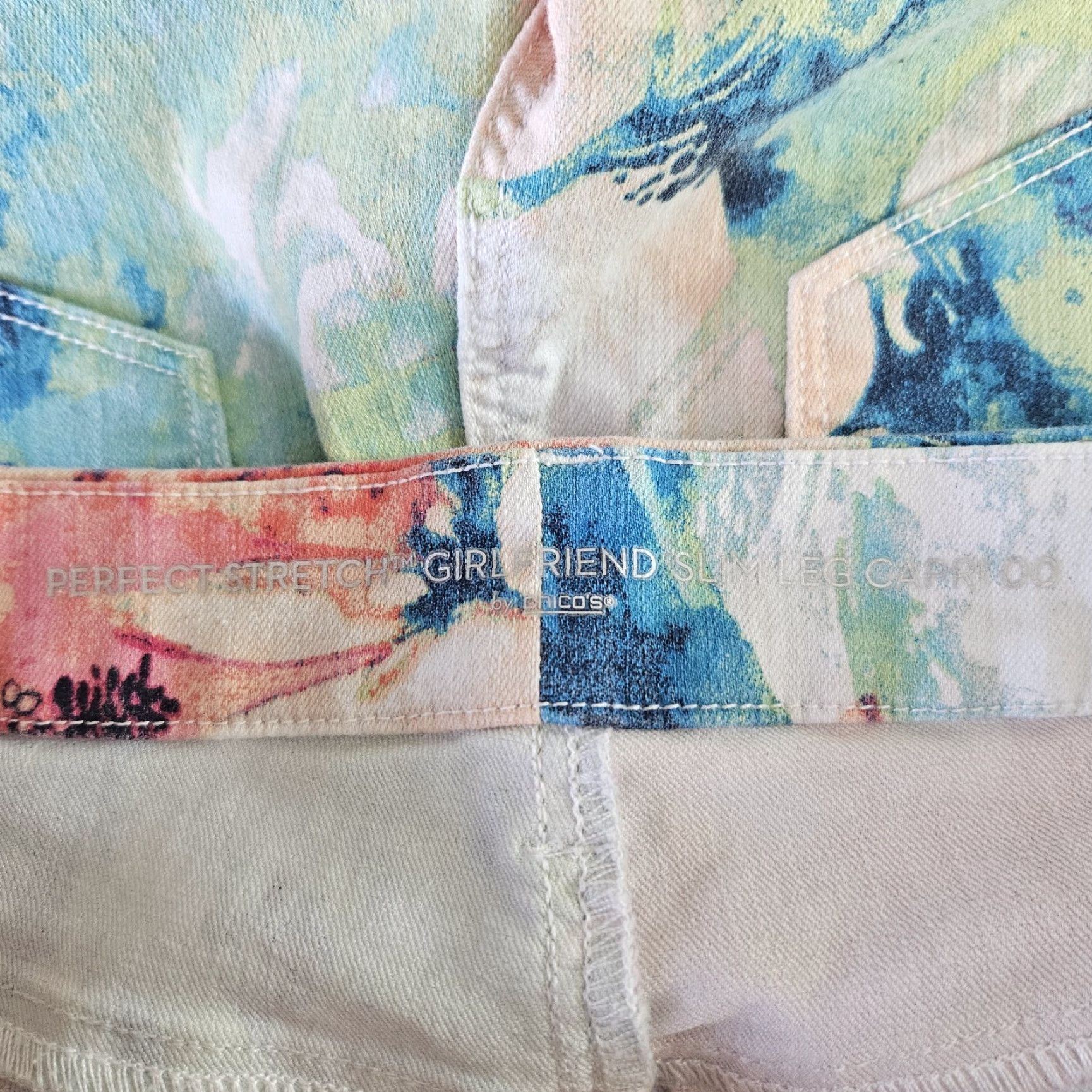 Vintage Chico's Womens Capri Jeans Slim Leg 00 Pink Blue Mid Rise 20in Inseam Womens Size ONE SIZE - 7 Thumbnail