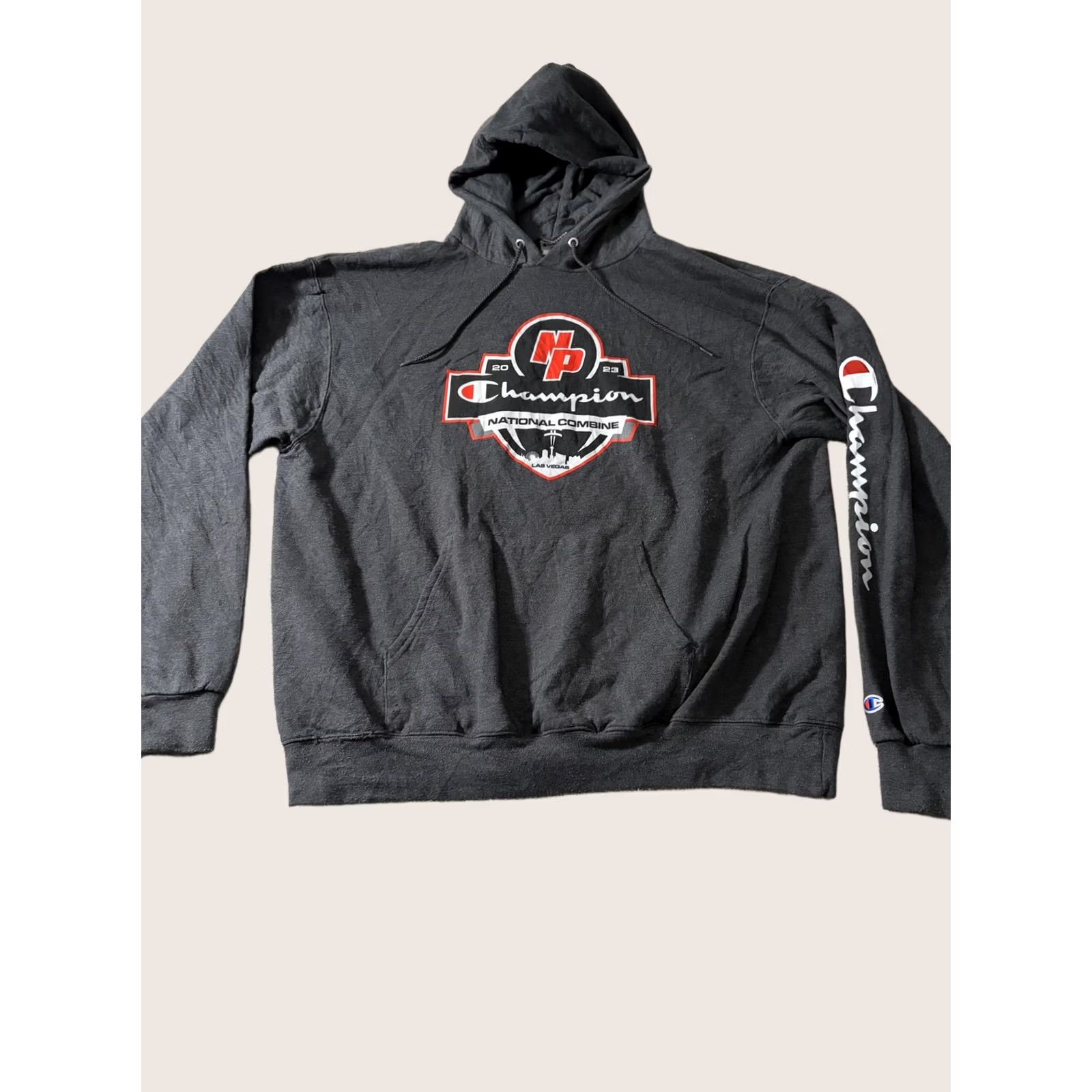 Champion Champion Hoodie Mens XL Gray Graphic Fleece NP National Combine Las Vegas Size US XL / EU 56 / 4 - 1 Thumbnail