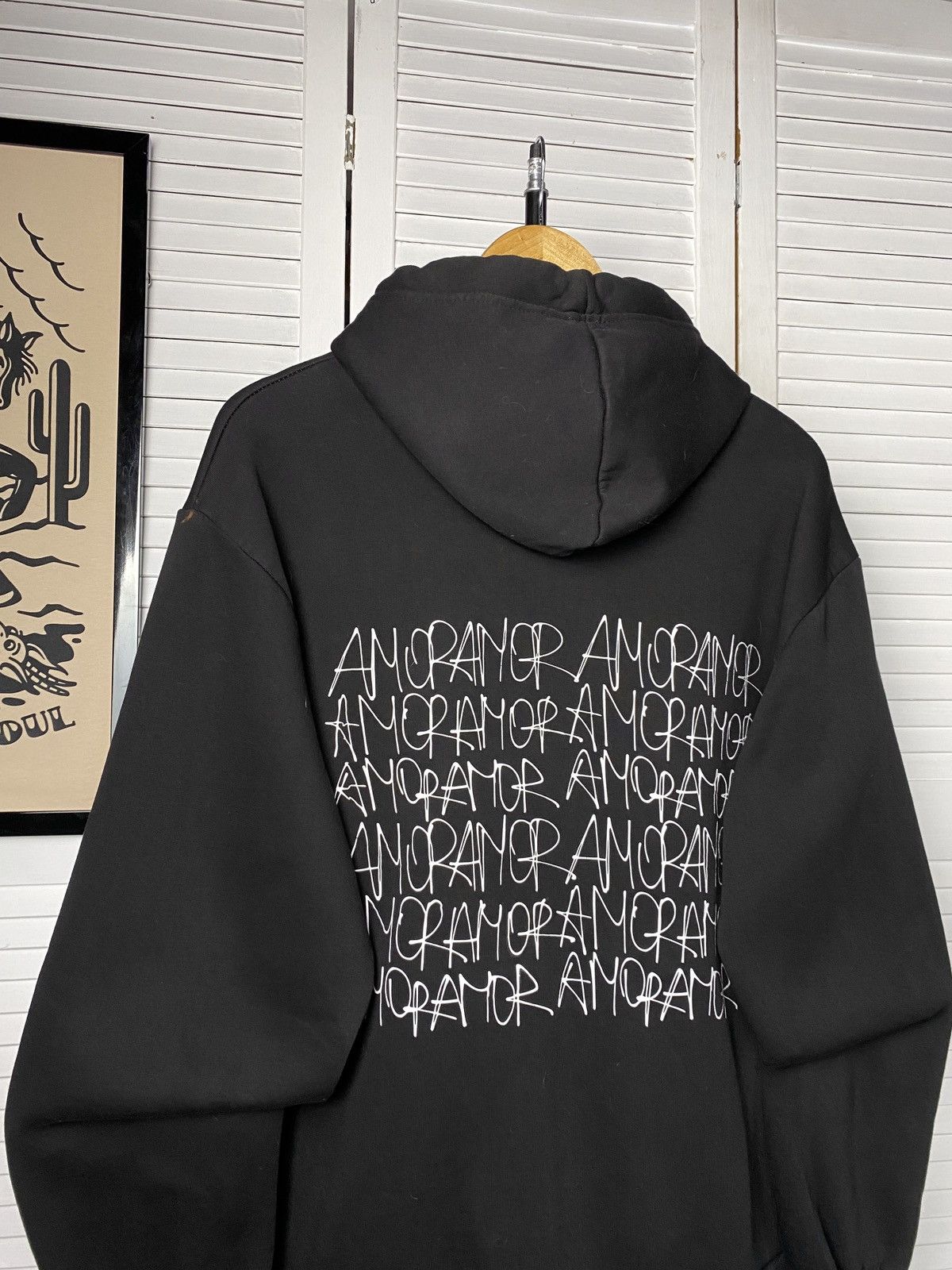 Handmade × Vintage Vintage Black ART Hoodie Back Multi Logo Amor Boxy Oversize Size US L / EU 52-54 / 3 - 7 Thumbnail