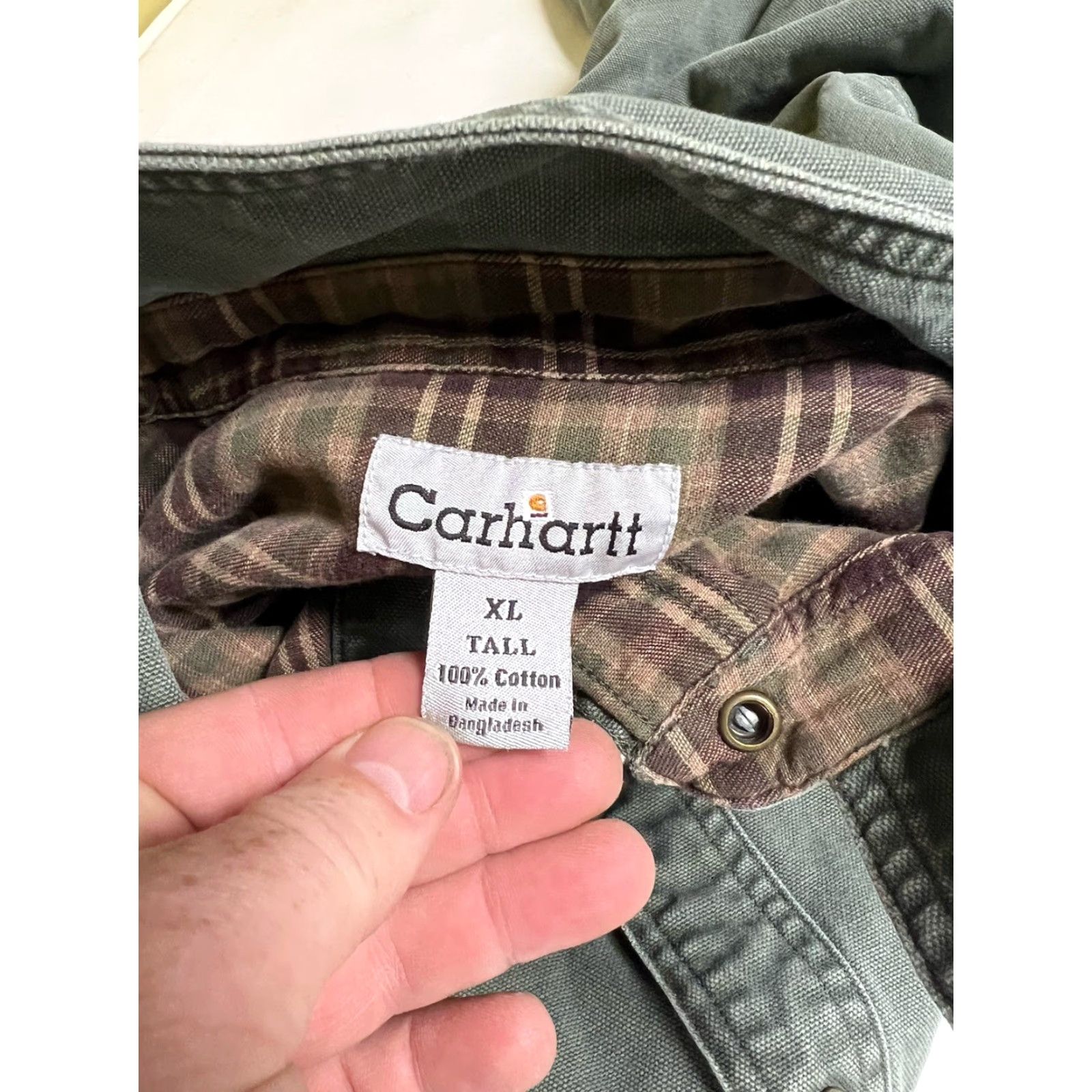Carhartt VINTAGE Carhartt S96MOS Shacket Shirt Tall 2XL Green Flannel Lined S96 MOS XLT XL Overcoat Mens Size US XL / EU 56 / 4 - 4 Thumbnail