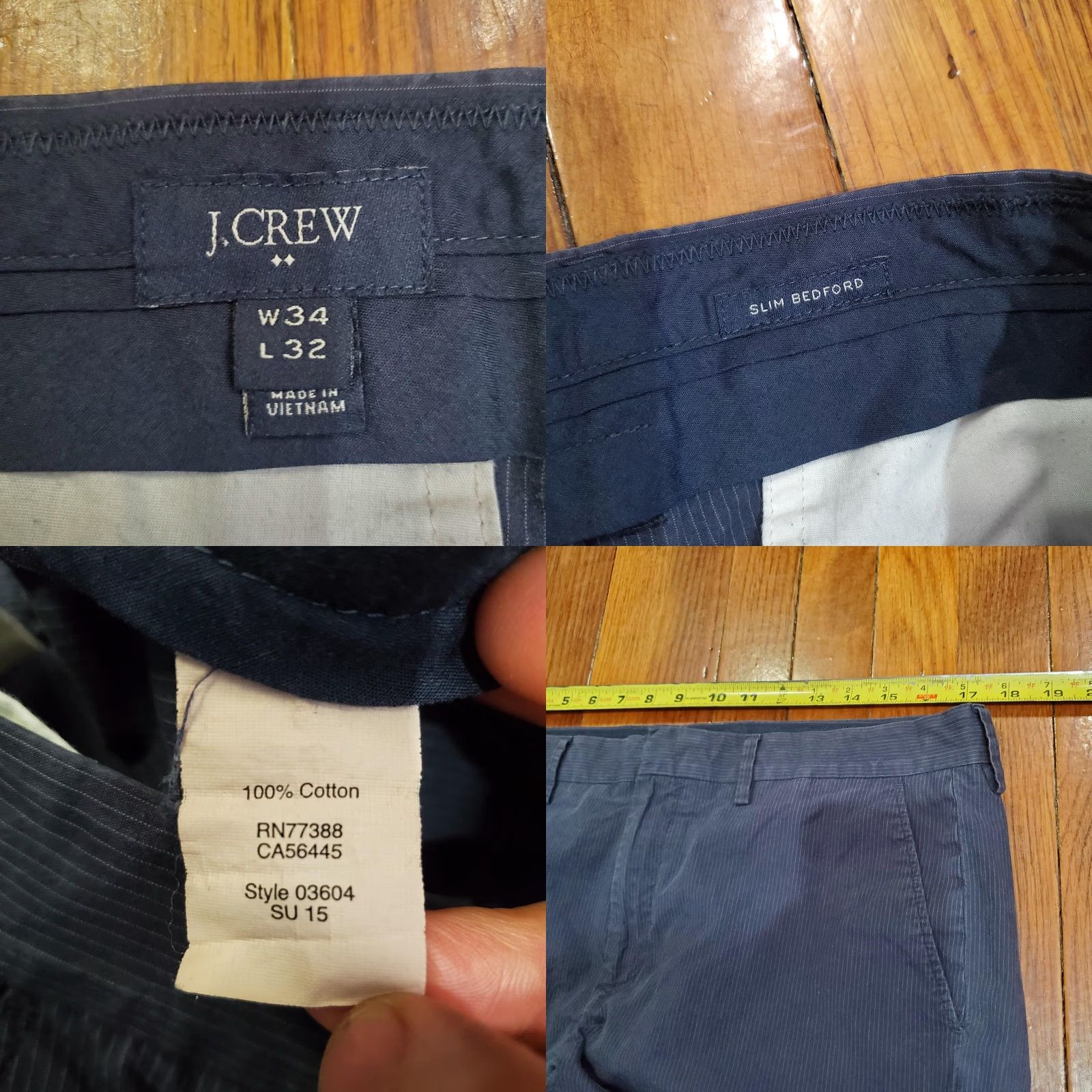 J.Crew J.Crew Slim Bedford Chino Pants Mens 34x32 Blue Stripe Lightweight Casual Business Regular Slim Straight Pocket Front Zip Fly Button Closure Size US 34 / EU 50 - 8 Thumbnail