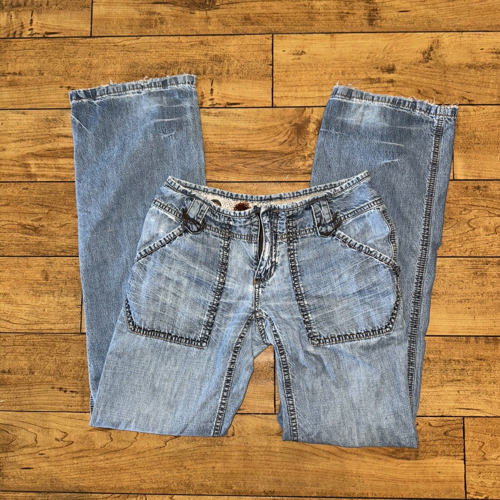 Free People × Grunt Style × Vintage Women’s Free People Y2K Style Jeans Blue Size 26x32 Size 26" / US 2 / IT 38 - 3 Thumbnail
