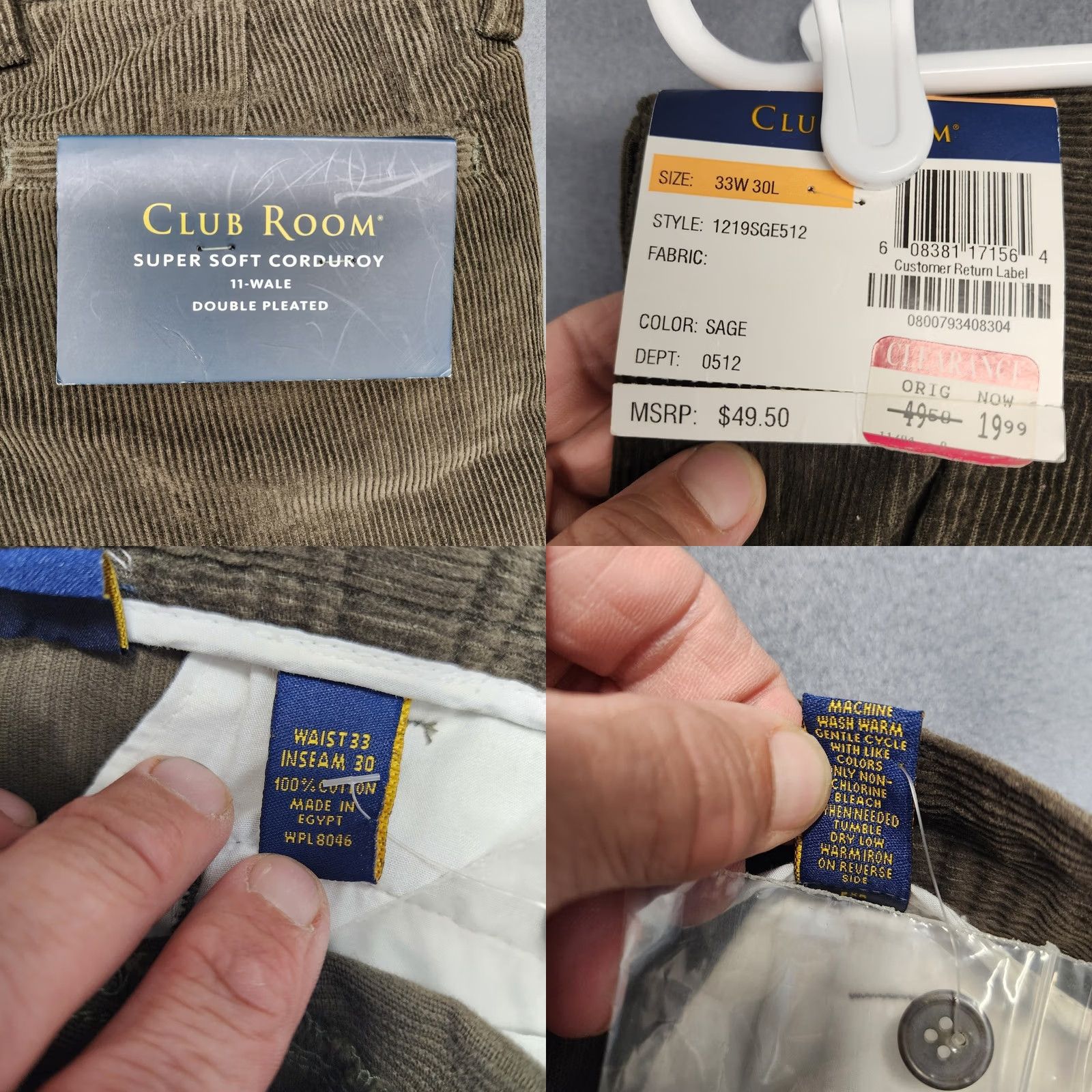 Club Room VINTAGE Club Room Corduroy Pants Men 33x30 Brown 11 Wale Double Pleated Pants Mens Corduroy Brown 11 Wale Vintage Y2K NEW Size US 33 - 8 Thumbnail