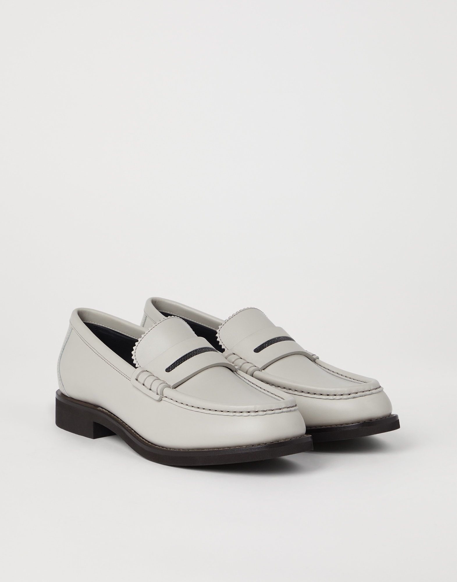 Brunello Cucinelli o1la1rc1a1025 Penny Loafers in Off White Size US 9 / IT 39 - 1 Thumbnail