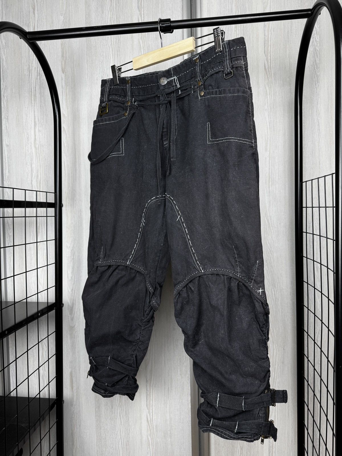 If Six Was Nine R867 y2k Avant Garde bondage style assymetrical pants cargo Size 32" / US 10 / IT 46 - 8 Thumbnail