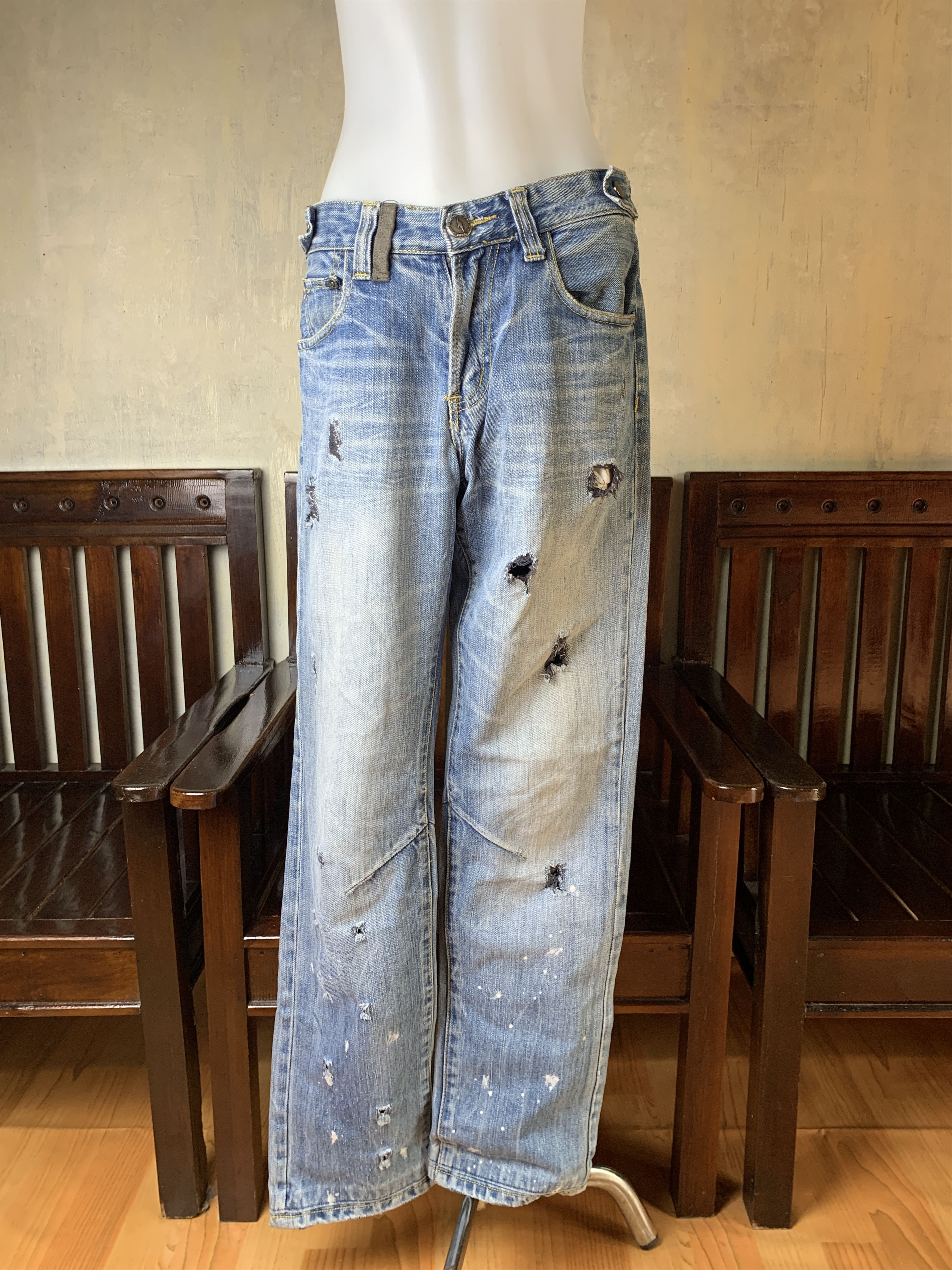 Japanese Brand Ghost Brand Ripped Biker Straight Jeans (28) Size 28" / US 6 / IT 42 - 2 Thumbnail
