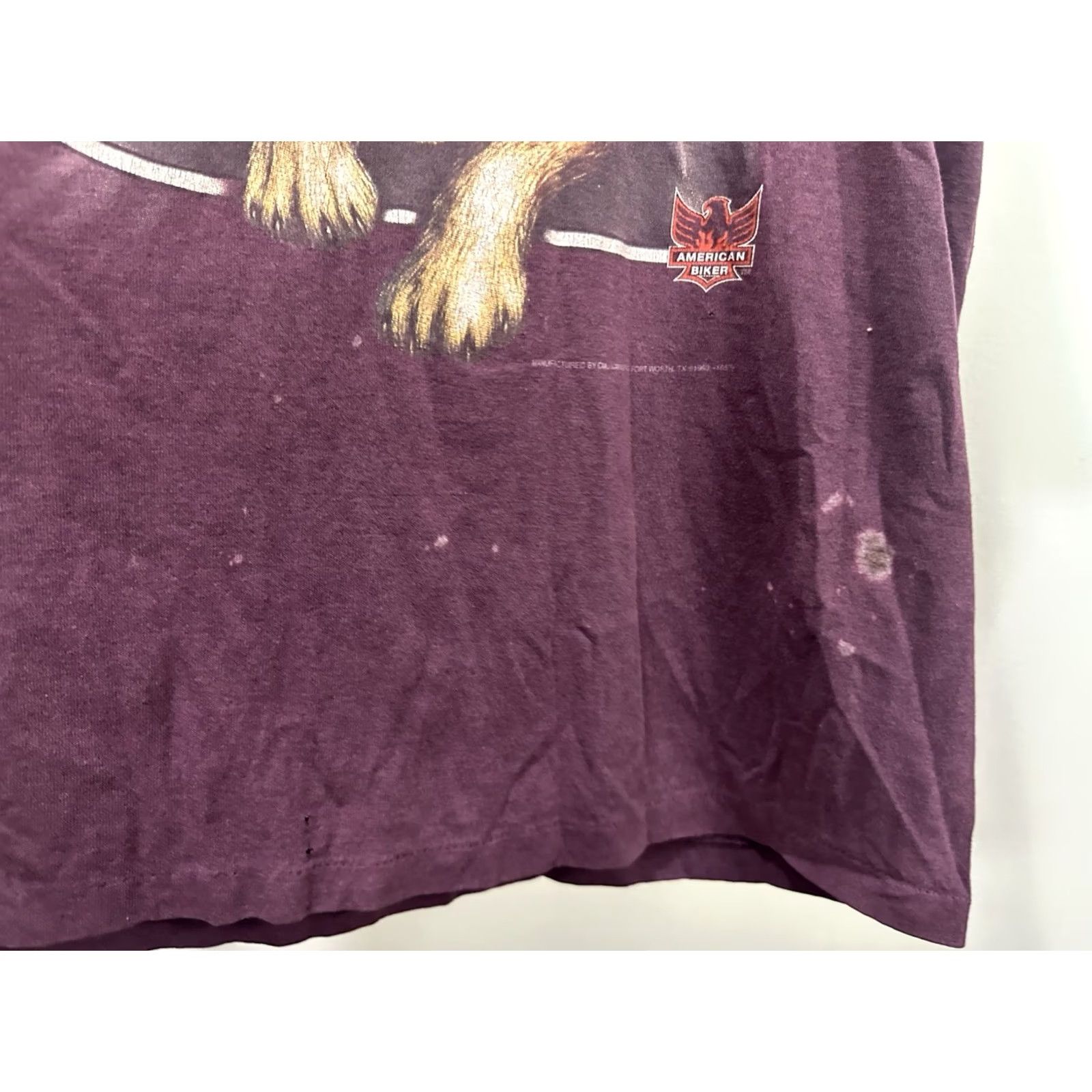 Vintage VTG 3D Emblem Leader Of The Pack Alpha Wolf Biker T-Shirt L Burgundy Mens Short Sleeve 50/50 Distressed Size US L / EU 52-54 / 3 - 5 Thumbnail